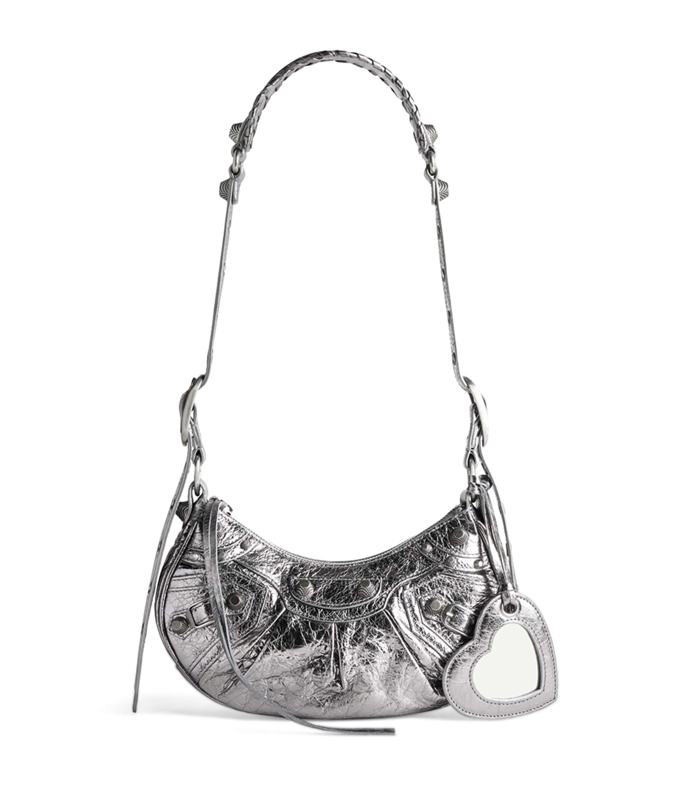 Balenciaga Green Leather Shoulder Handbag With Magnetic Closure And Metal Details In Gold