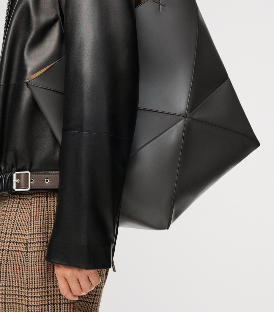 LOEWE Extra Large Leather Puzzle Fold Tote Bag Dark Grey Image 9