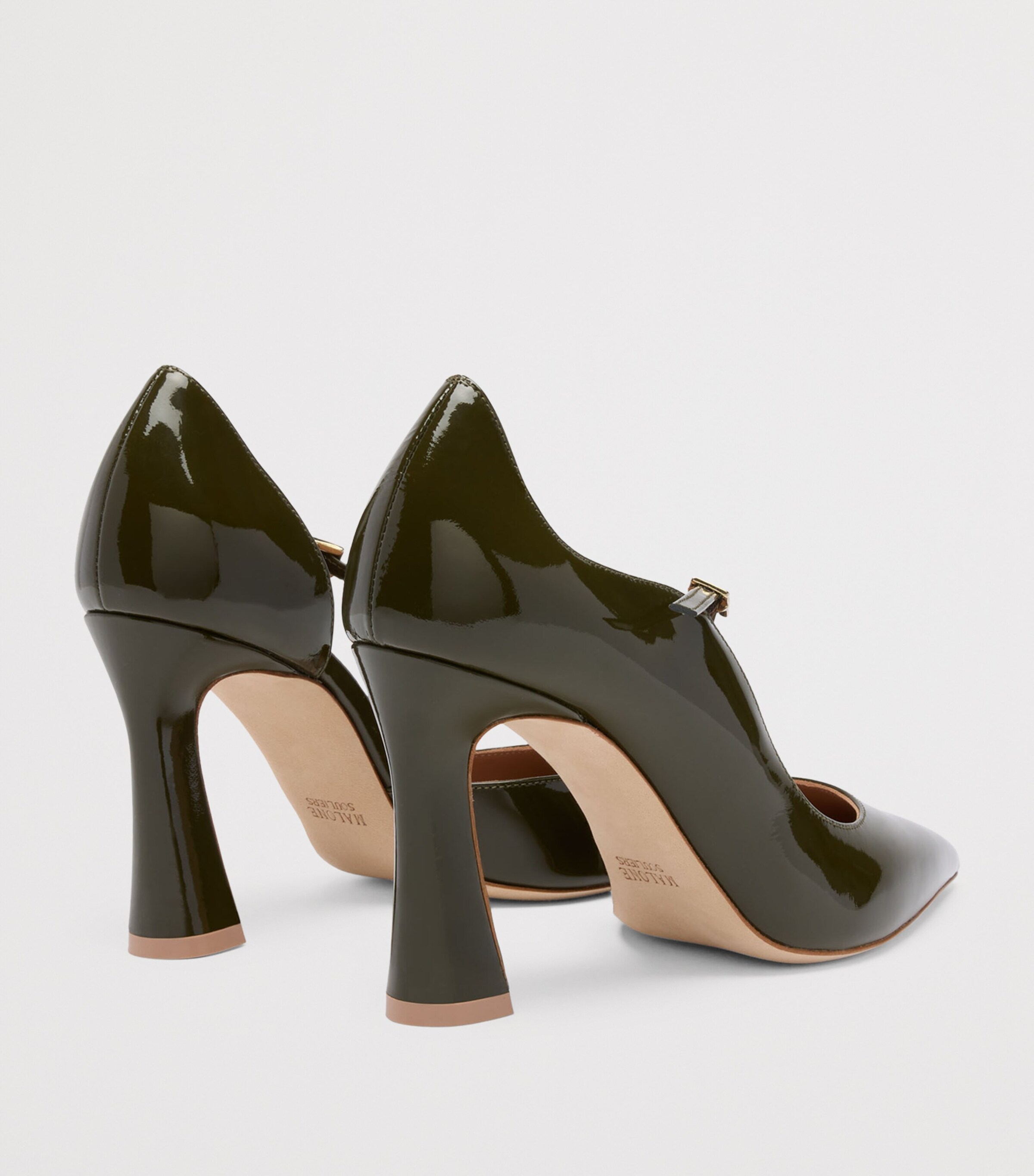 Malone Souliers Patent Leather Bettina Heeled Pumps 90 Olive Image 4