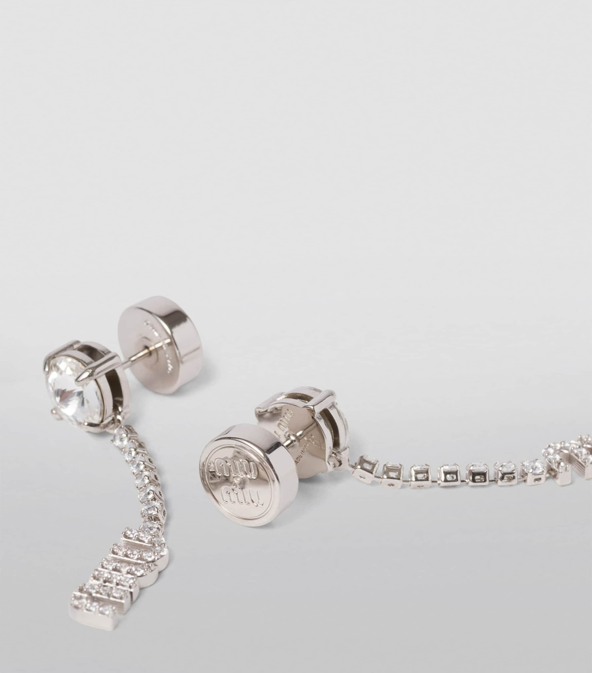 【Miu Miu】クリスタル-embellishedイヤリング Miu Miu Logo crystal-embellished earrings Miu Miu