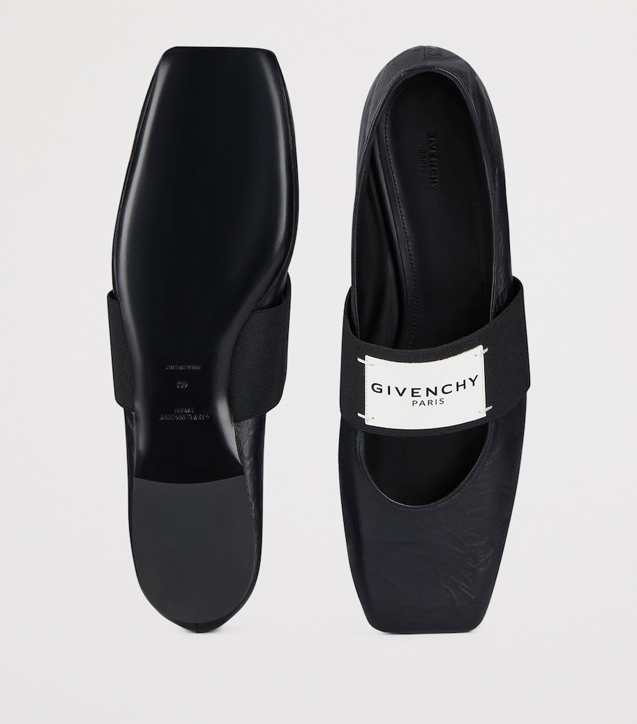 Leather Square-Toe Ballet Flats BLACK Image 4