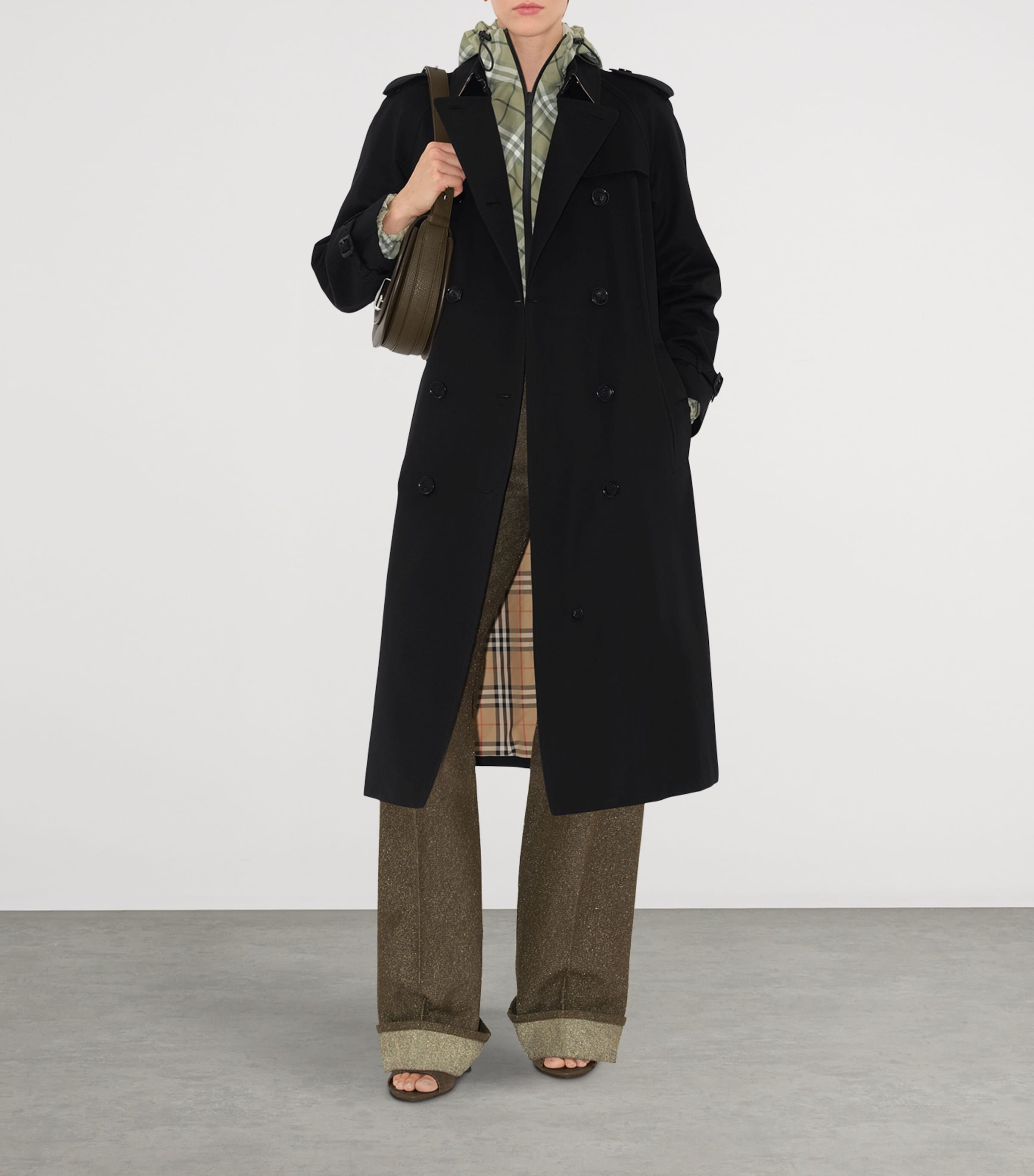 Gabardine Long Waterloo Heritage Trench Coat BLACK Image 2