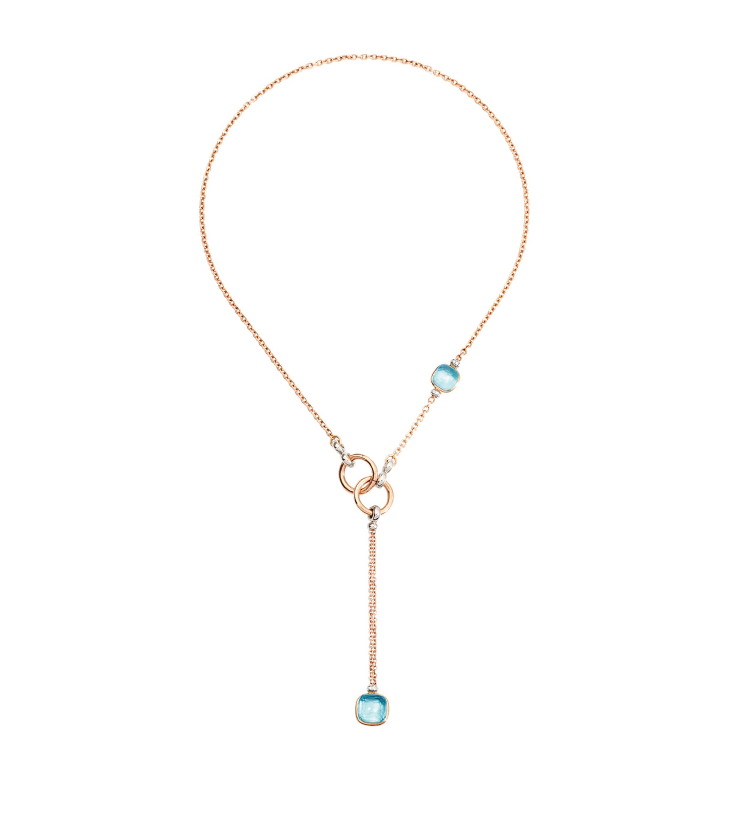 Pomellato Mixed Gold, Diamond And Topaz Nudo Necklace In Blue