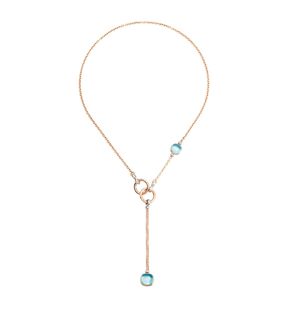 Mixed Gold, Diamond and Topaz Nudo Necklace DB0OY Image 1
