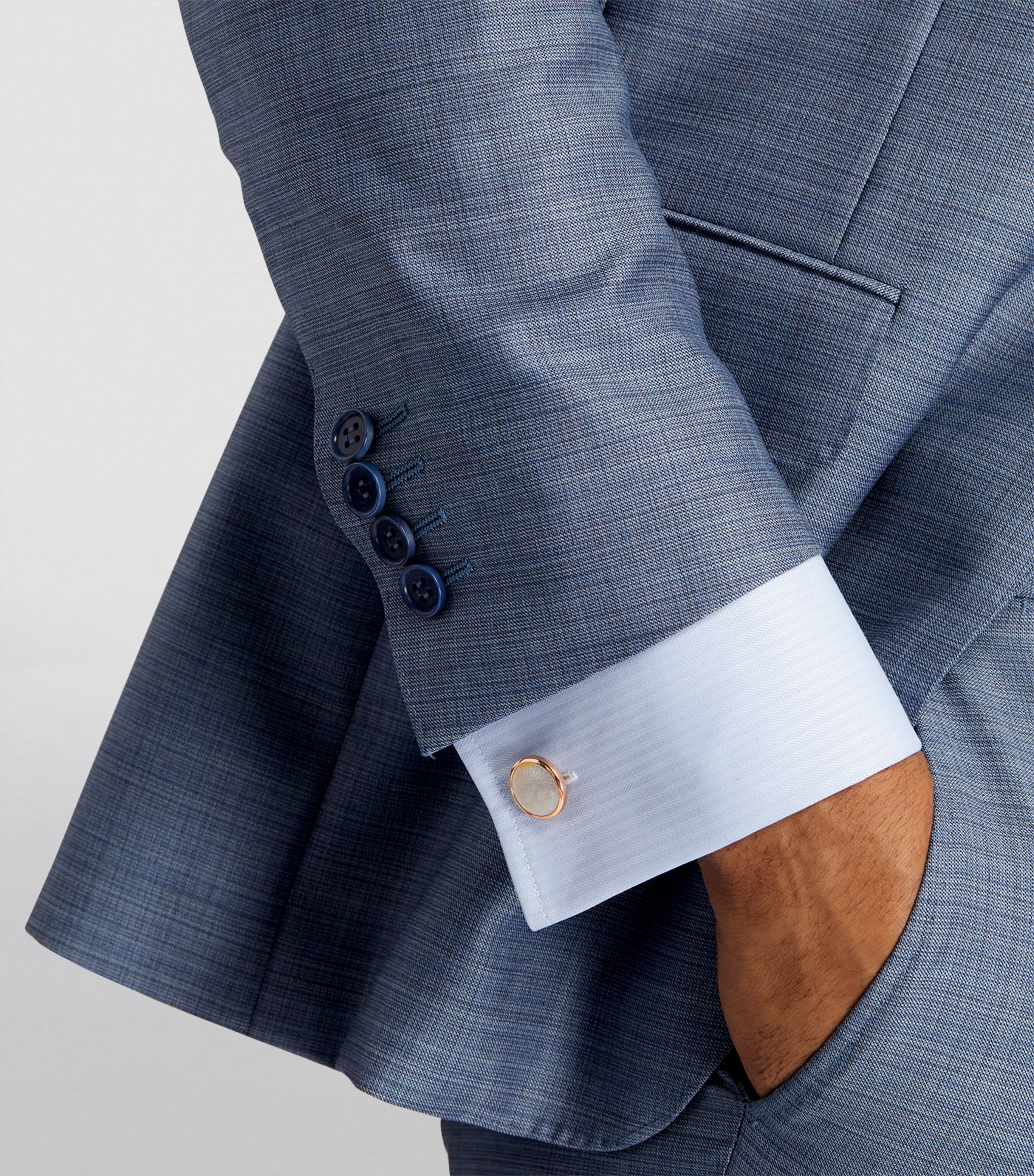 Tateossian Rose Gold-Plated Pearl Cufflinks White Image 4