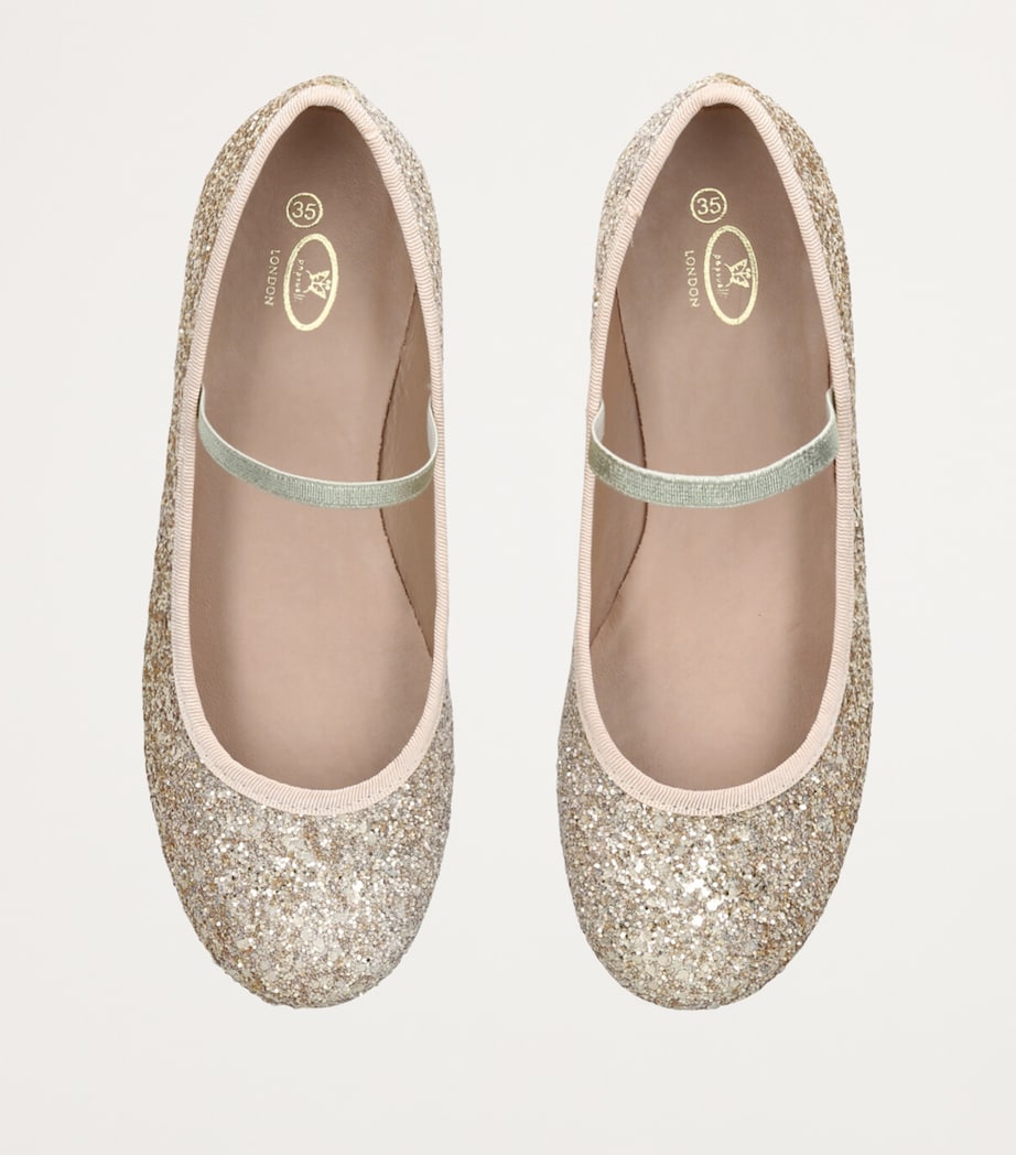 Leather Glitter Bug Ballet Flats SILVER Image 4