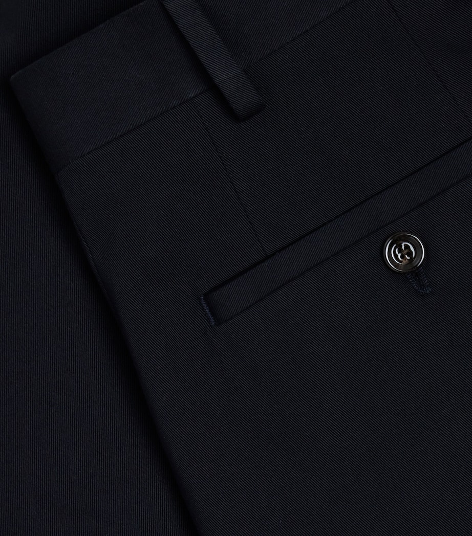 Lardini Mens Stretch-Cotton Tailored Trousers Navy Image 6