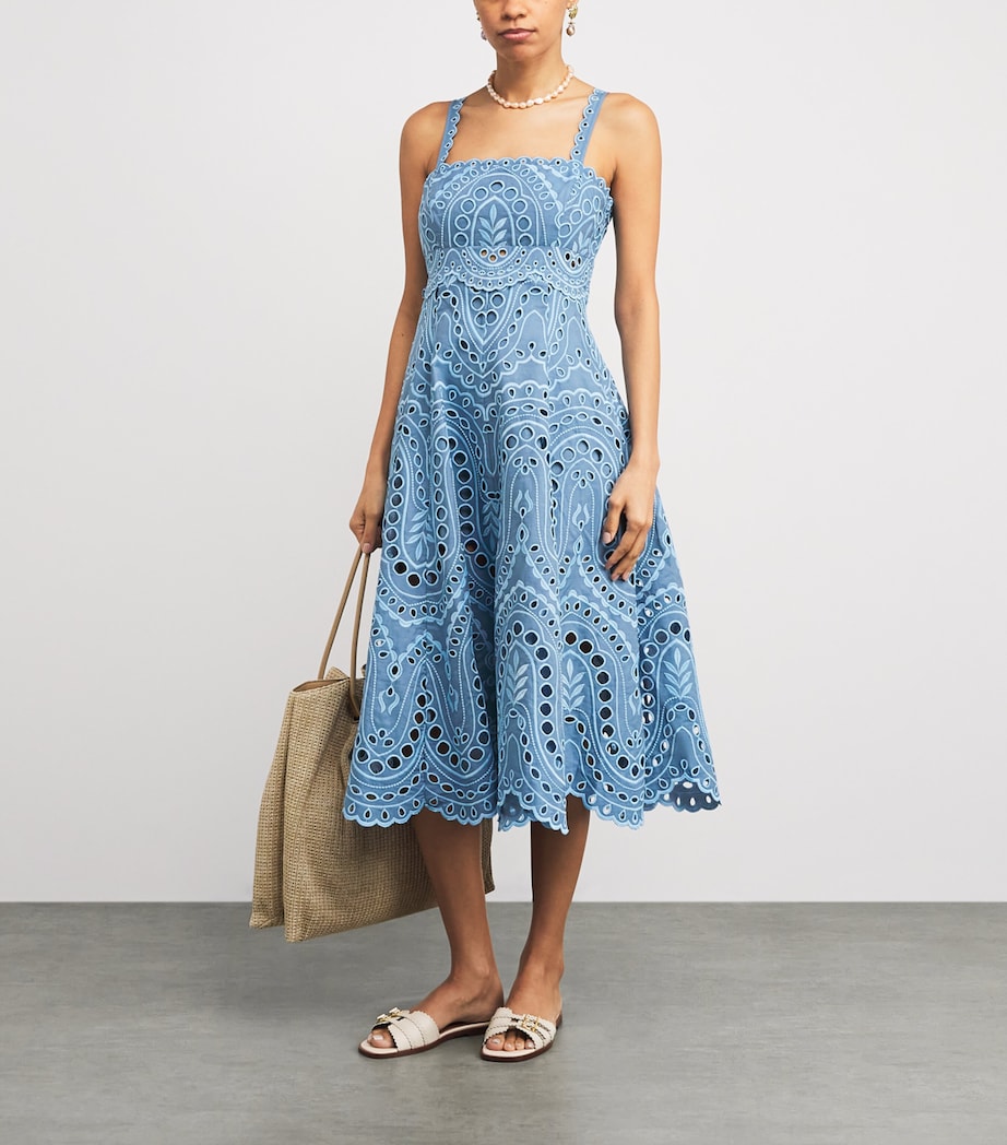 Cotton-Blend Glimmer Midi Dress BLUE SEALACE Image 2