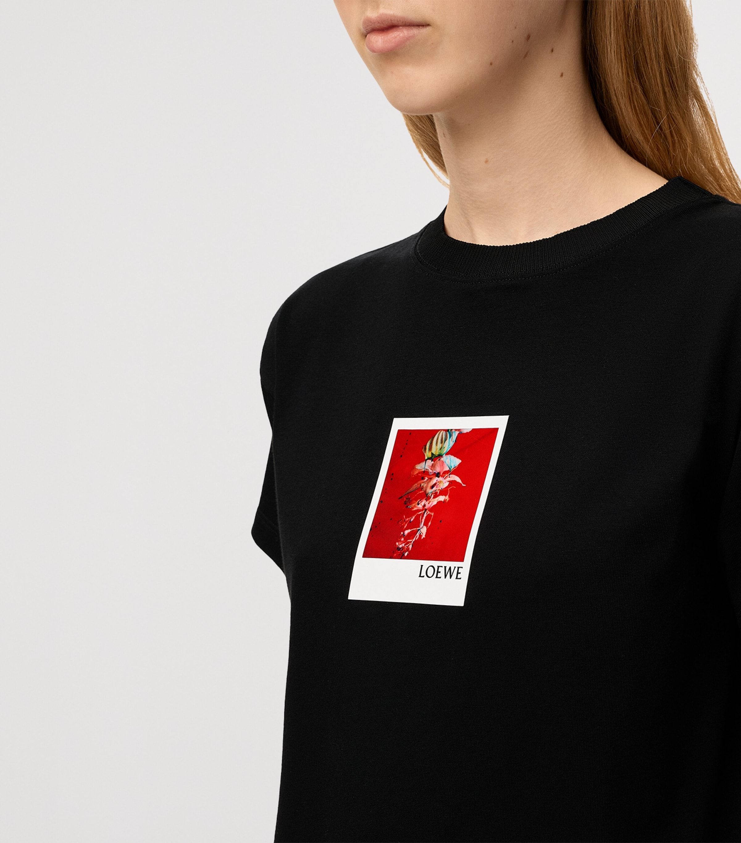 LOEWE Womens Stretch-Cotton Polaroid T-Shirt Black Image 5