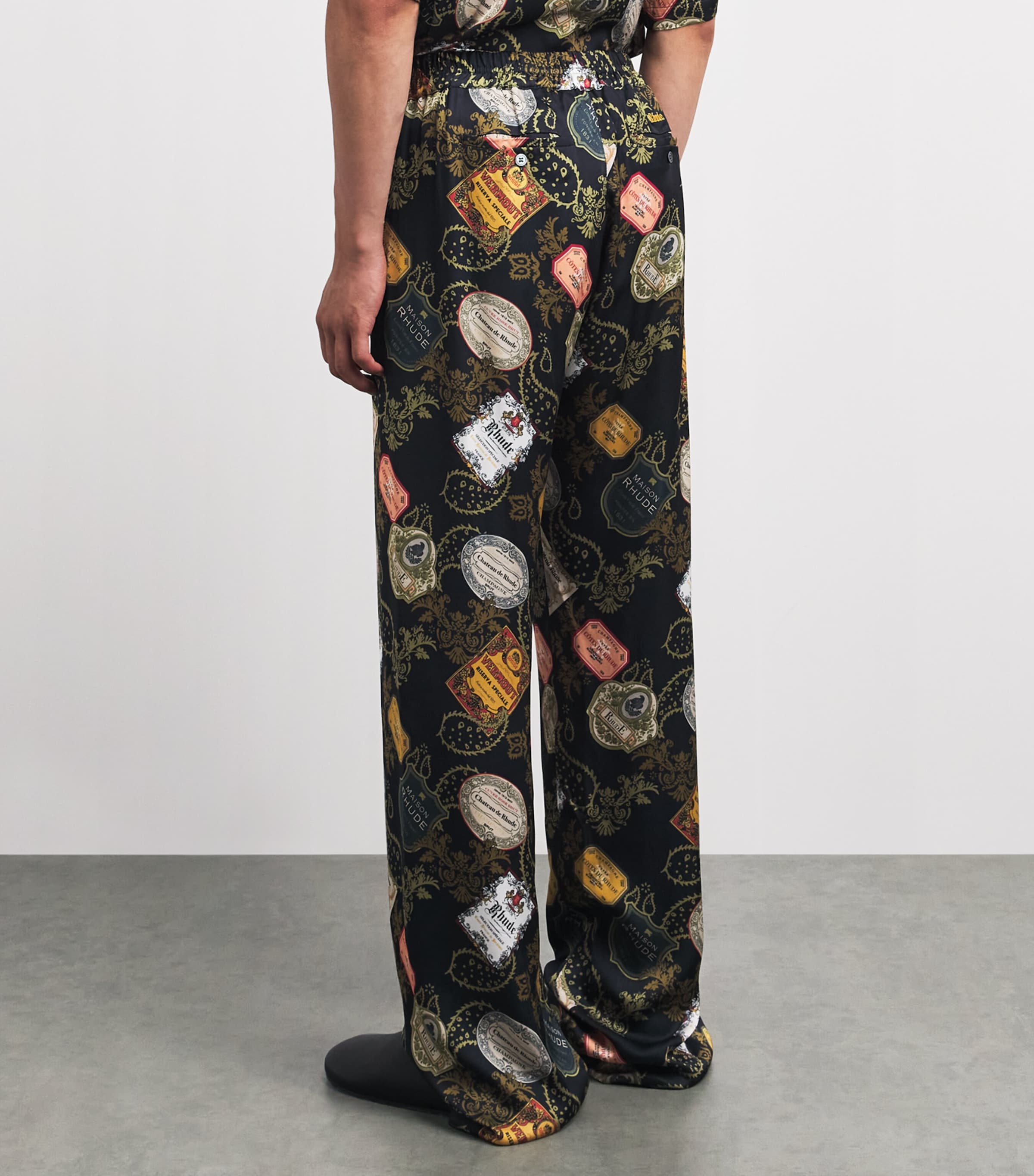 Rhude Mens Bandana Print Wide-Leg Trousers Black/multi Image 5