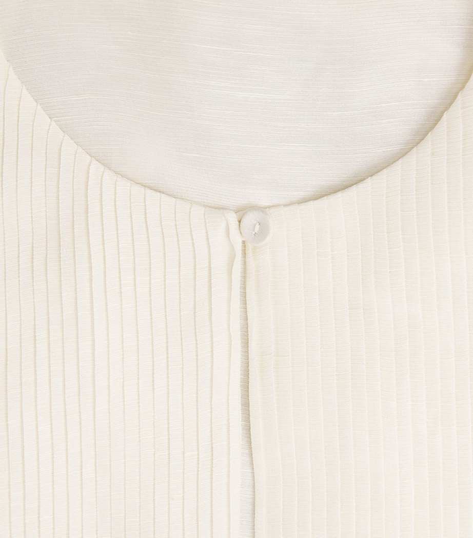 Linen-Silk Pleated Midi Kaftan 106 NEW IVORY Image 6