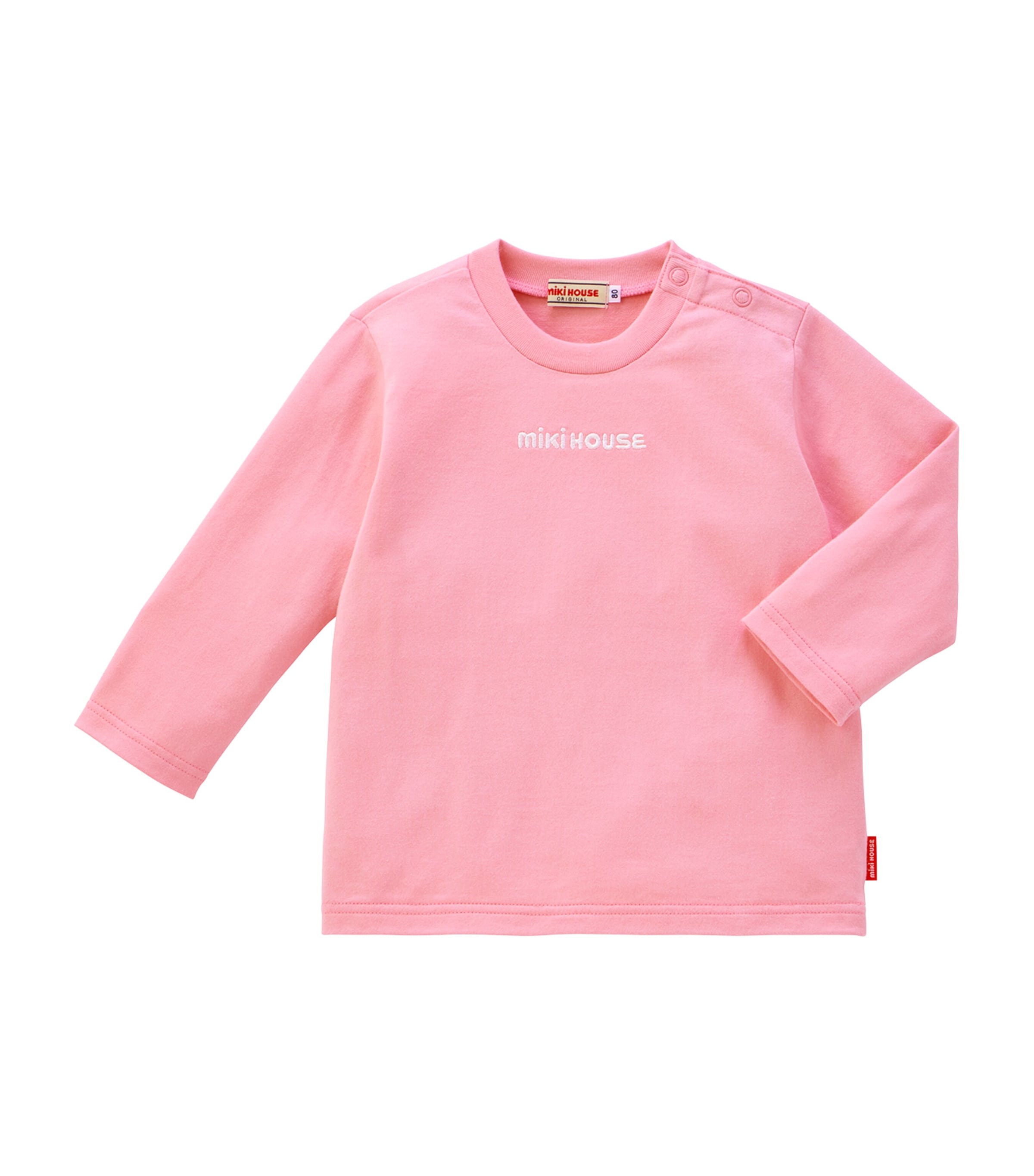 Miki House Kids' Long-sleeve Embroidered T-shirt In Pink