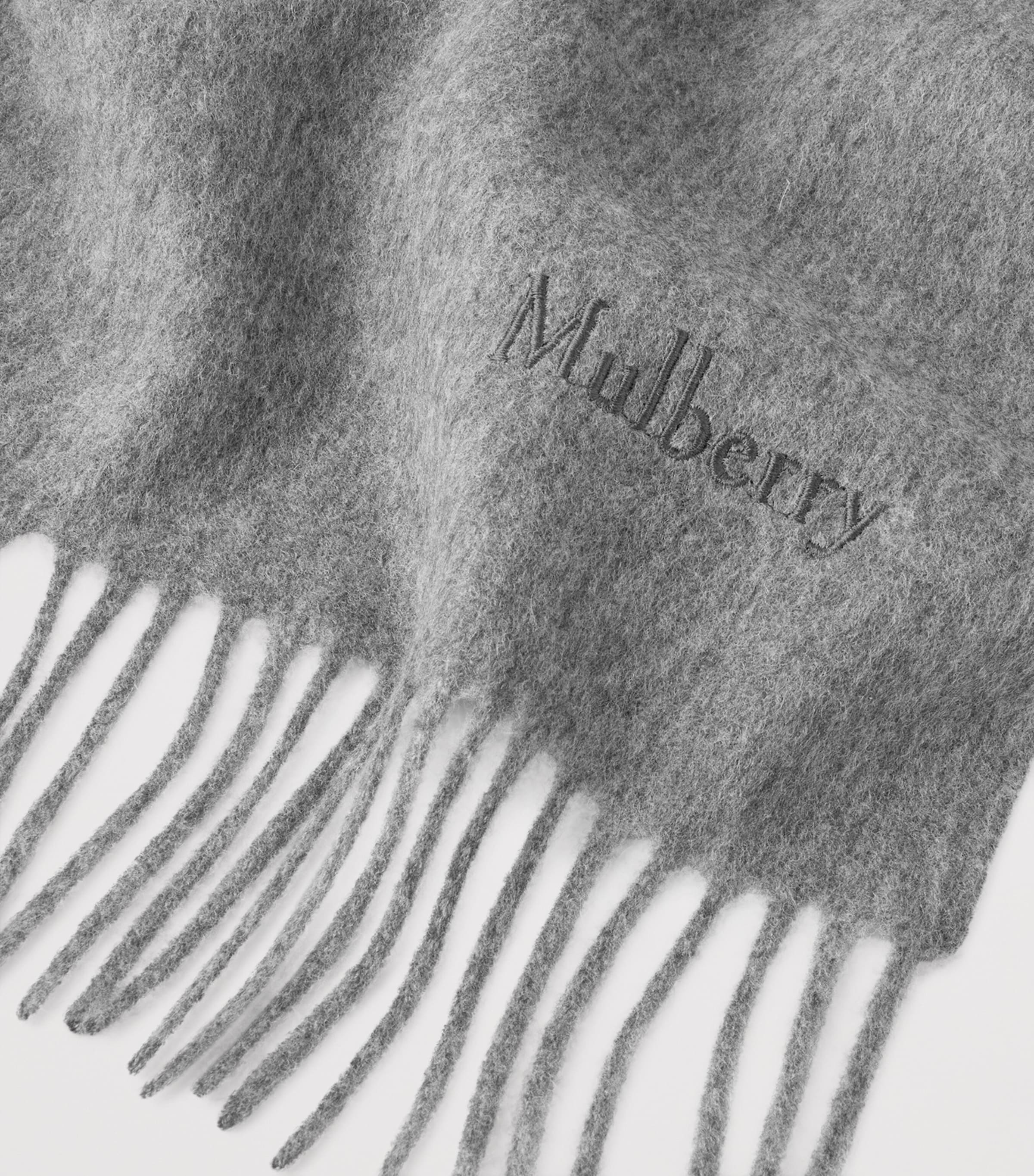 Mulberry Merino Wool Scarf Grey Melange Image 3