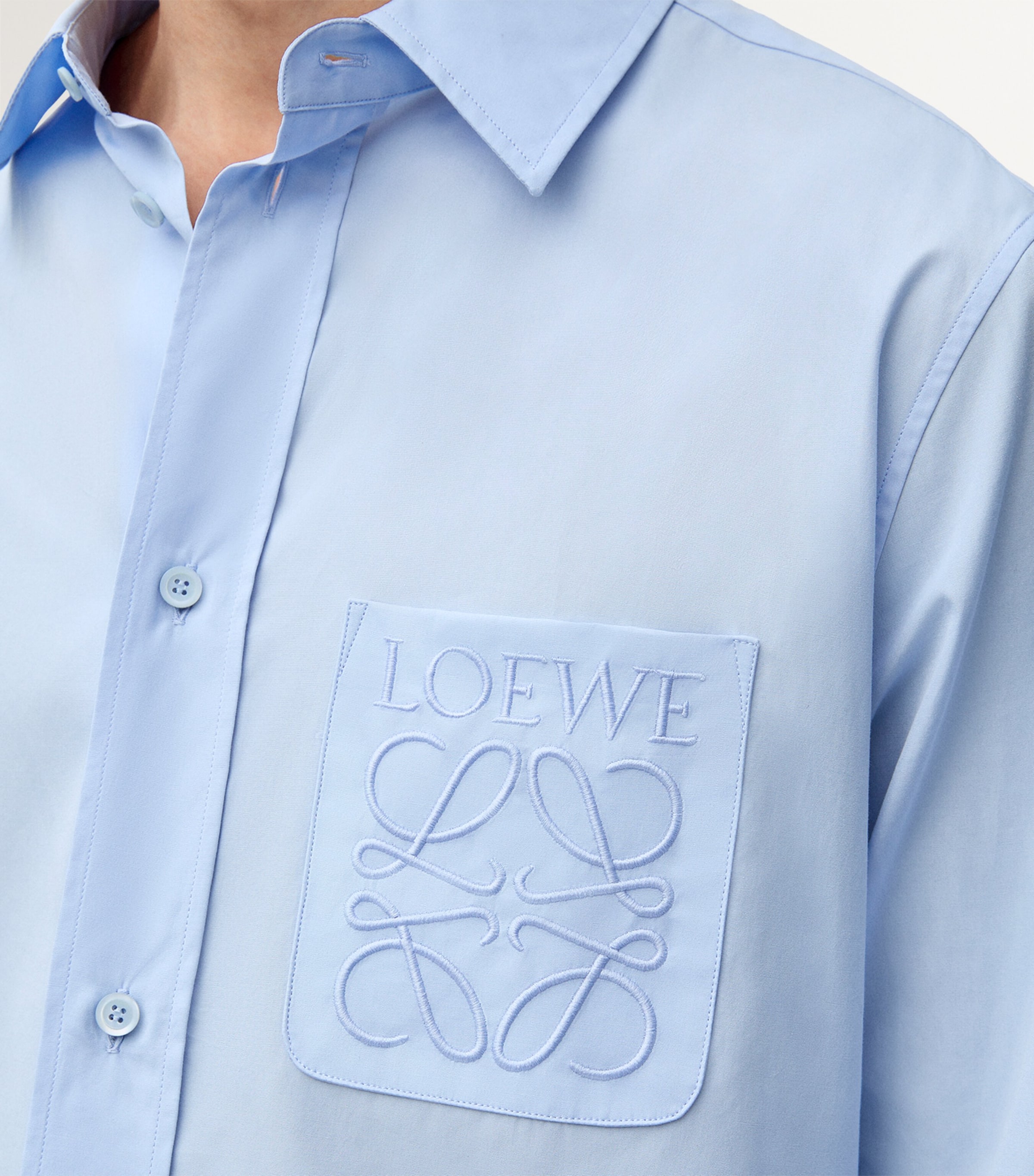 Cotton-Blend Anagram Shirt LIGHT BLUE Image 5