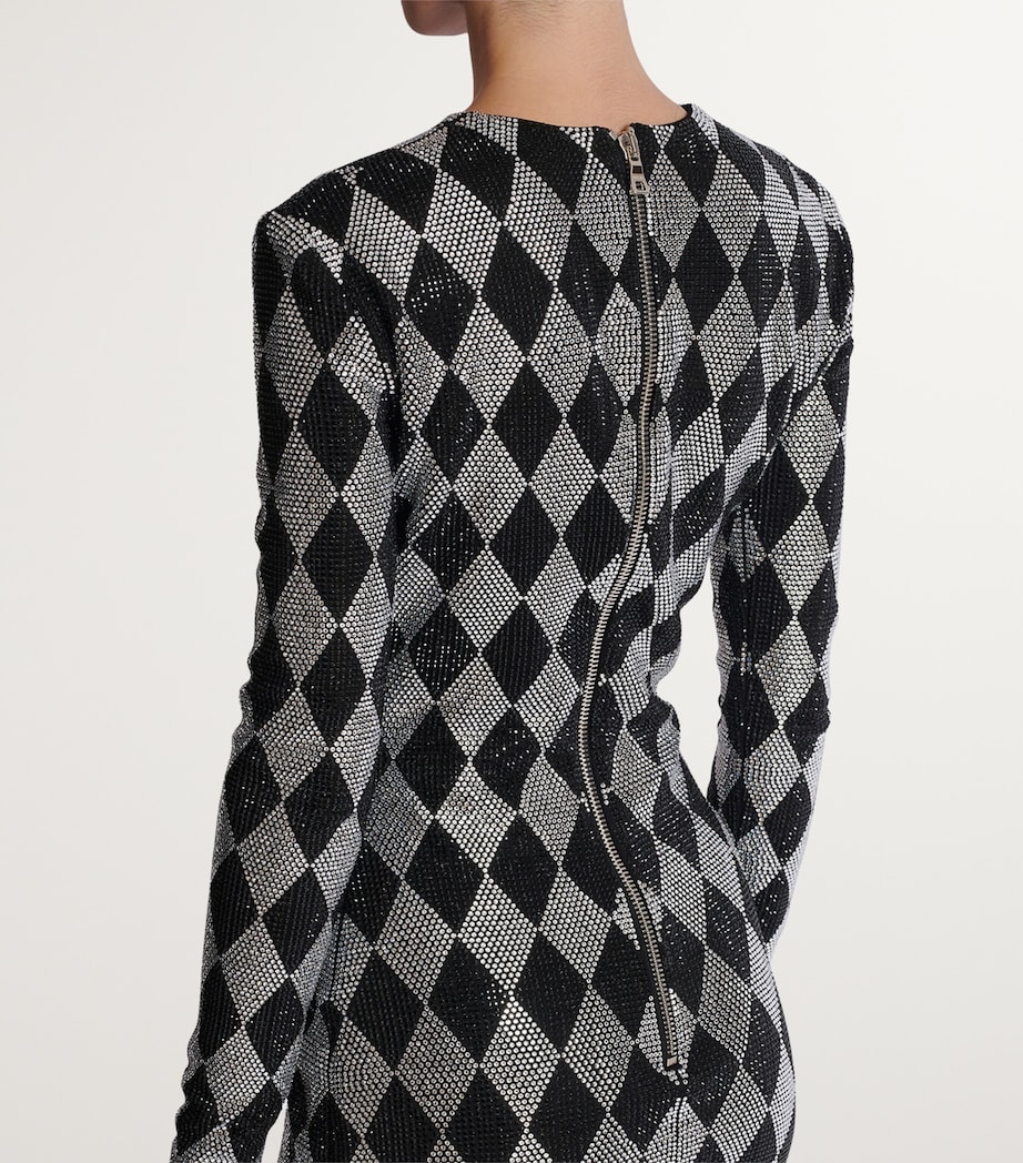 Embellished Diamond Mini Dress EAW NOIR/CRISTAL Image 6