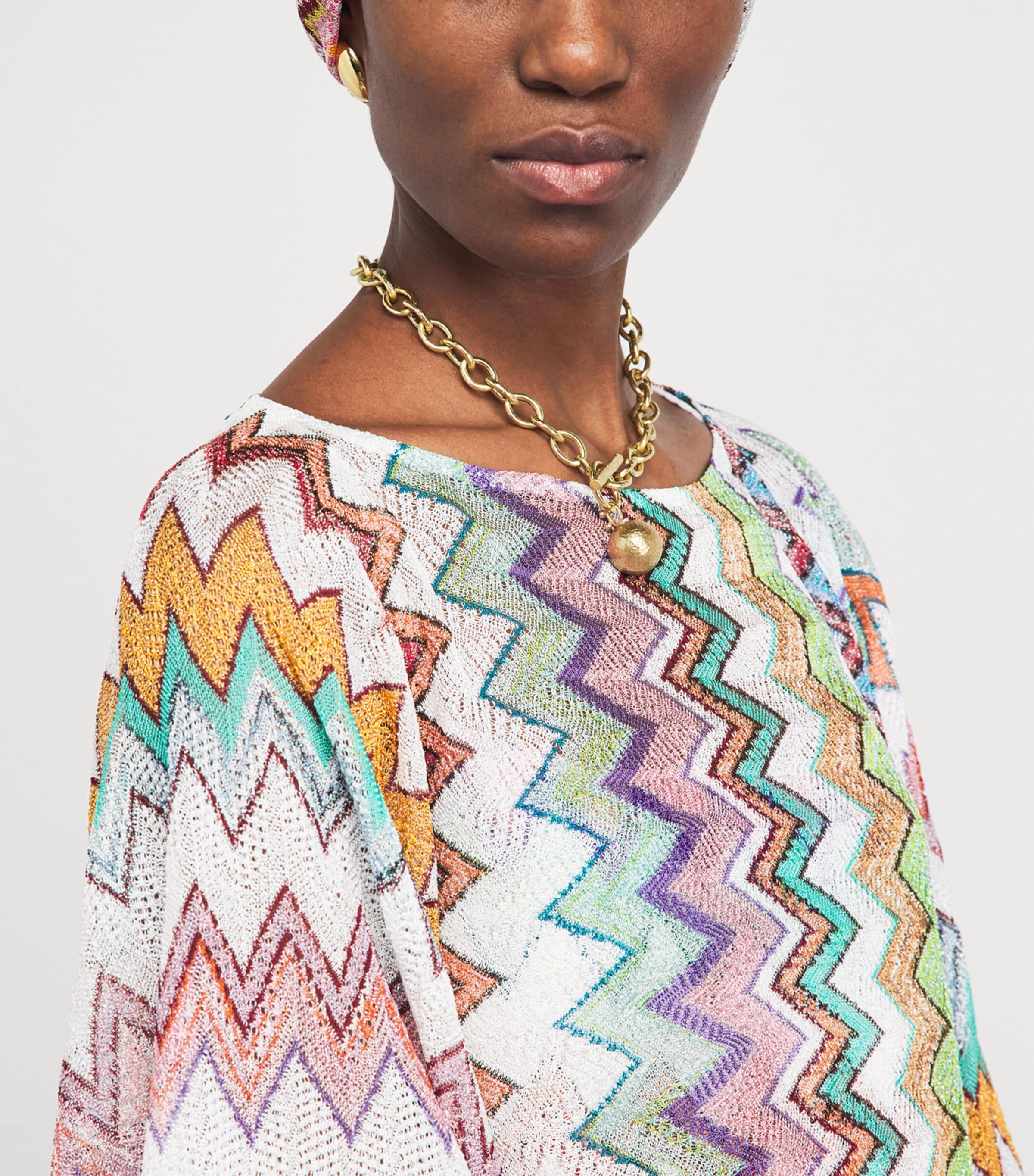 Metallic-Thread Zigzag Crop Top SM9X5MULTICOLOUR Image 3
