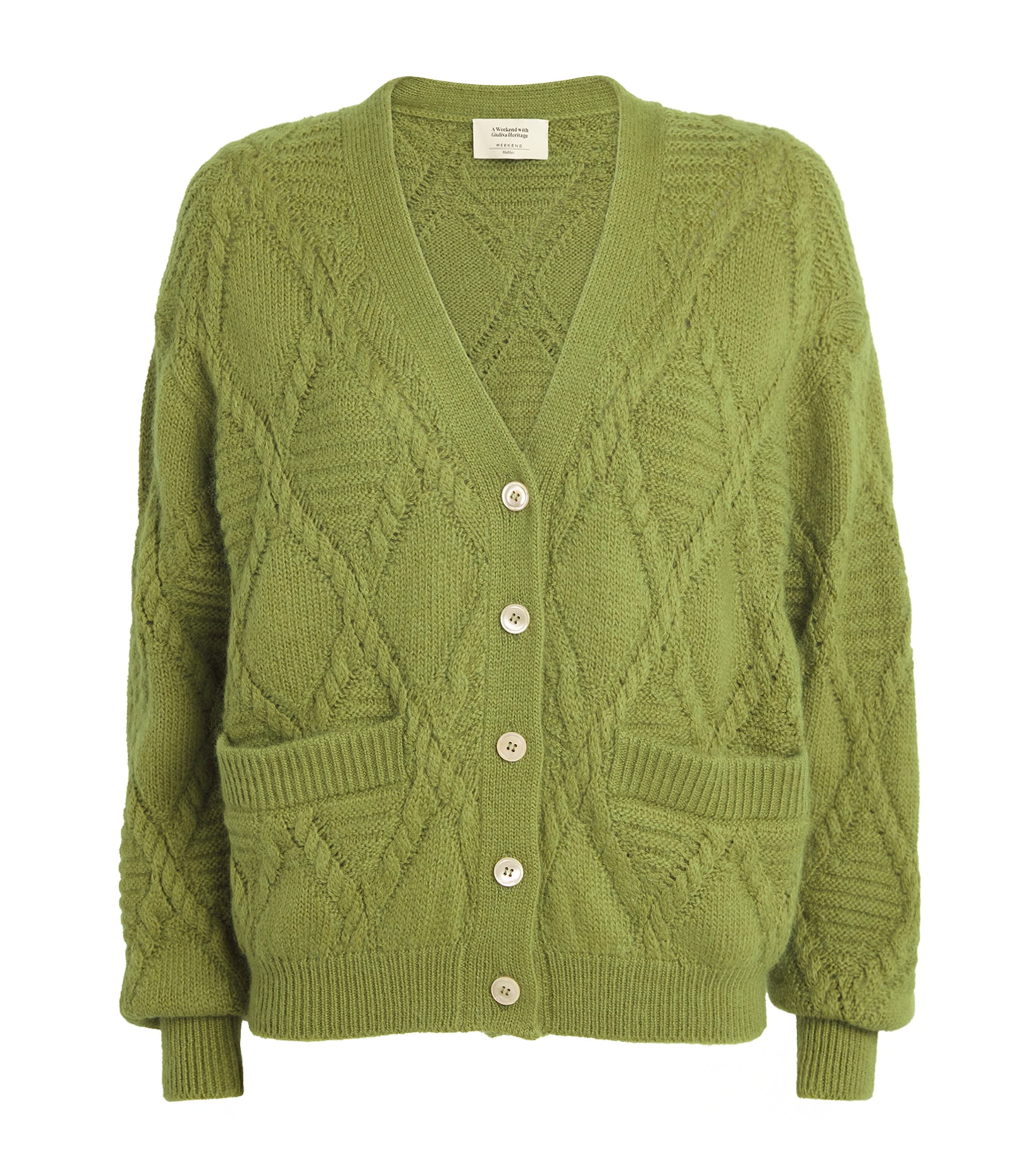 V-Neck Cardigan GREEN Image 1