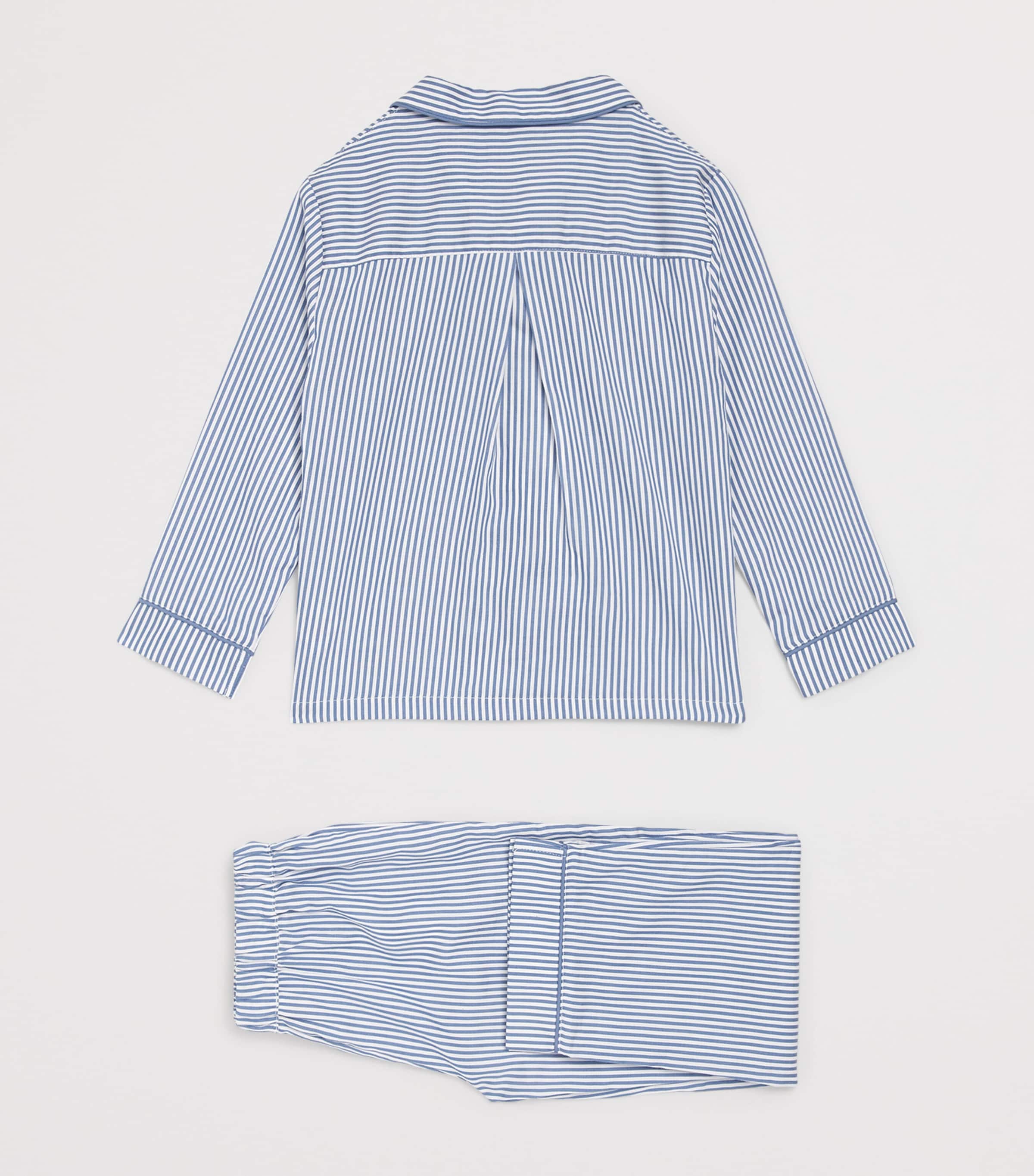 Harrods Cotton Stripe Pyjamas (2-8 Years) Blue Image 2
