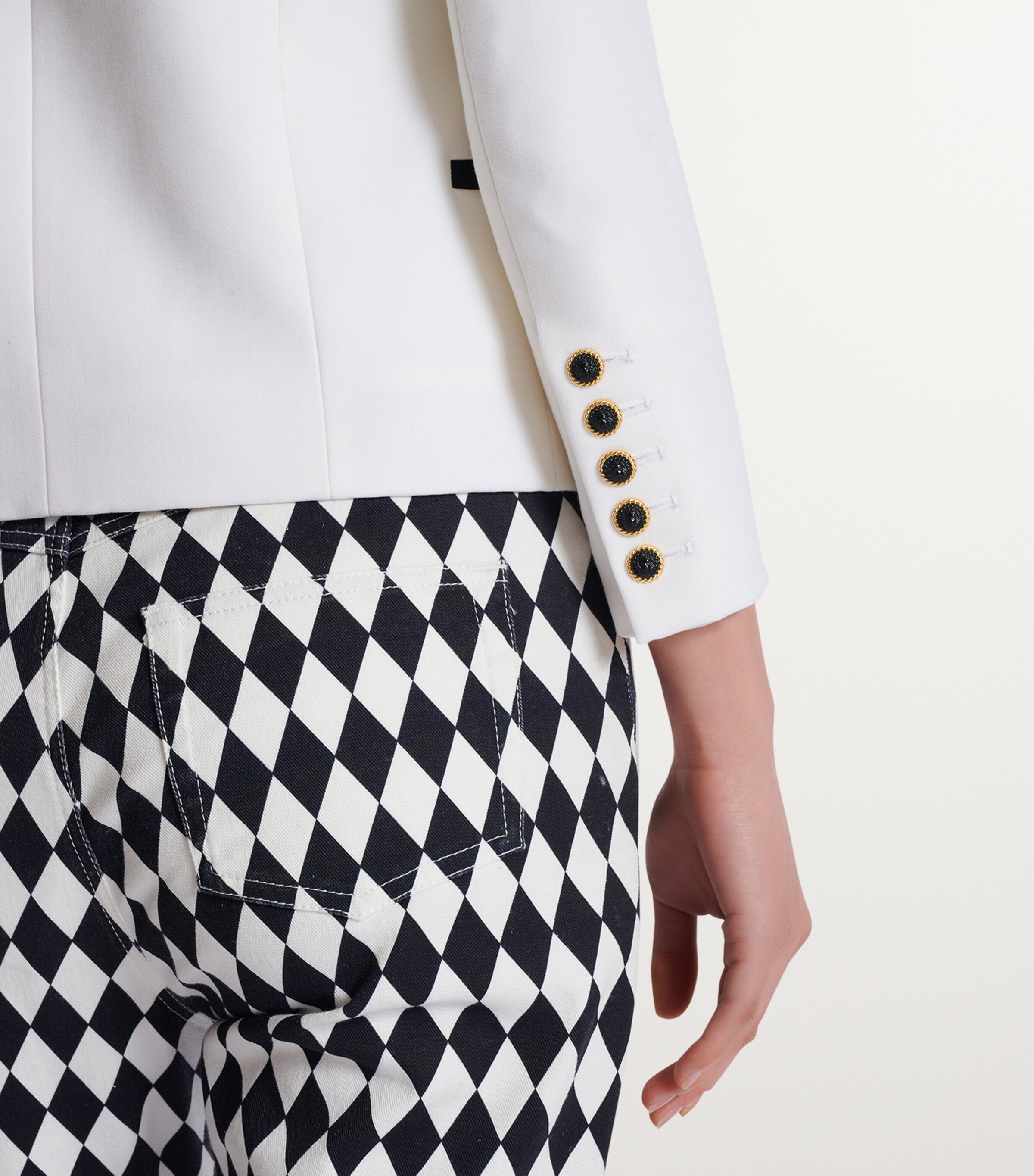 Wool Cropped Blazer GAB BLANC/NOIR Image 8