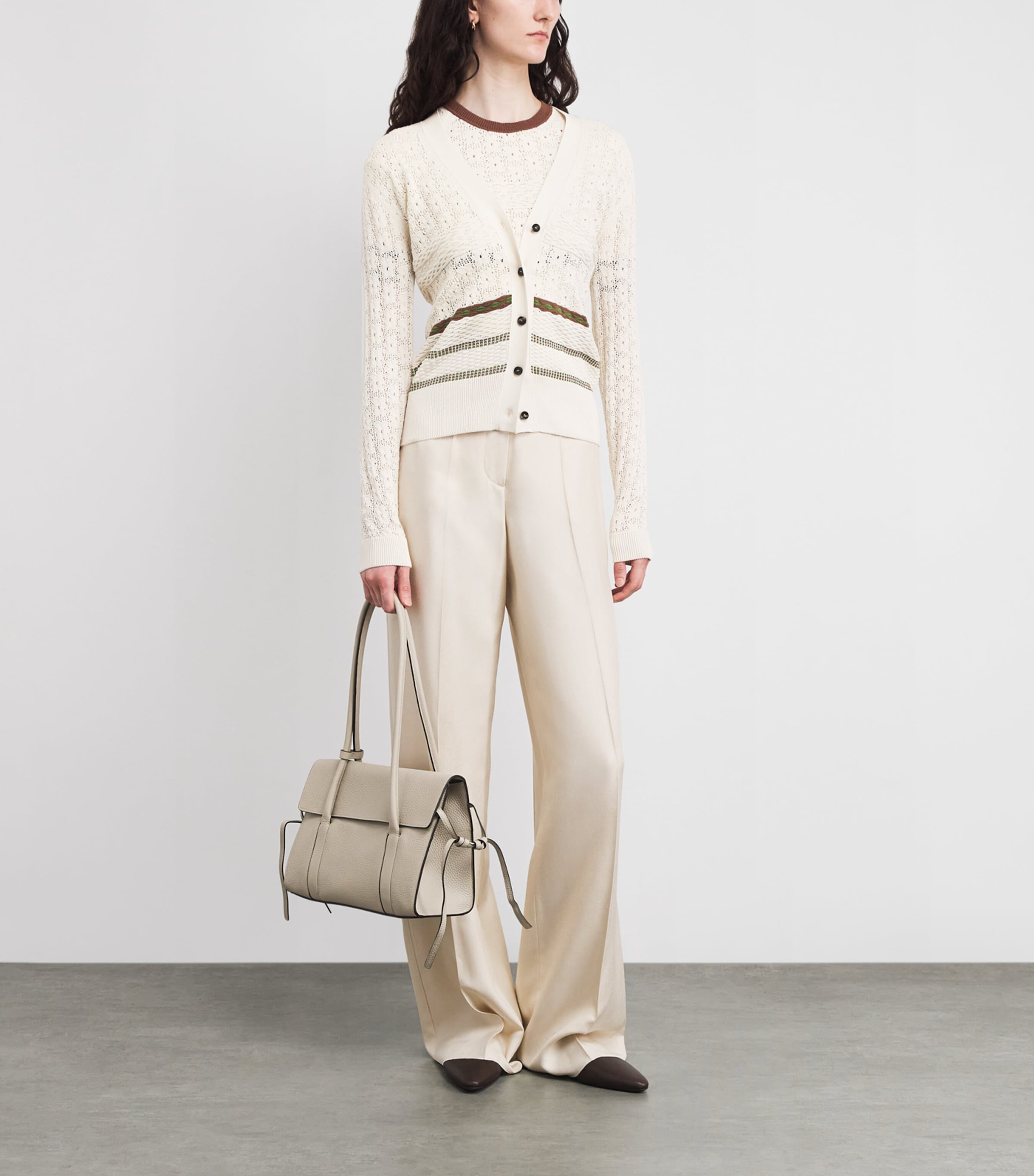 Cotton Stripe Cardigan BTG180 BUT/TOB/GRN Image 2