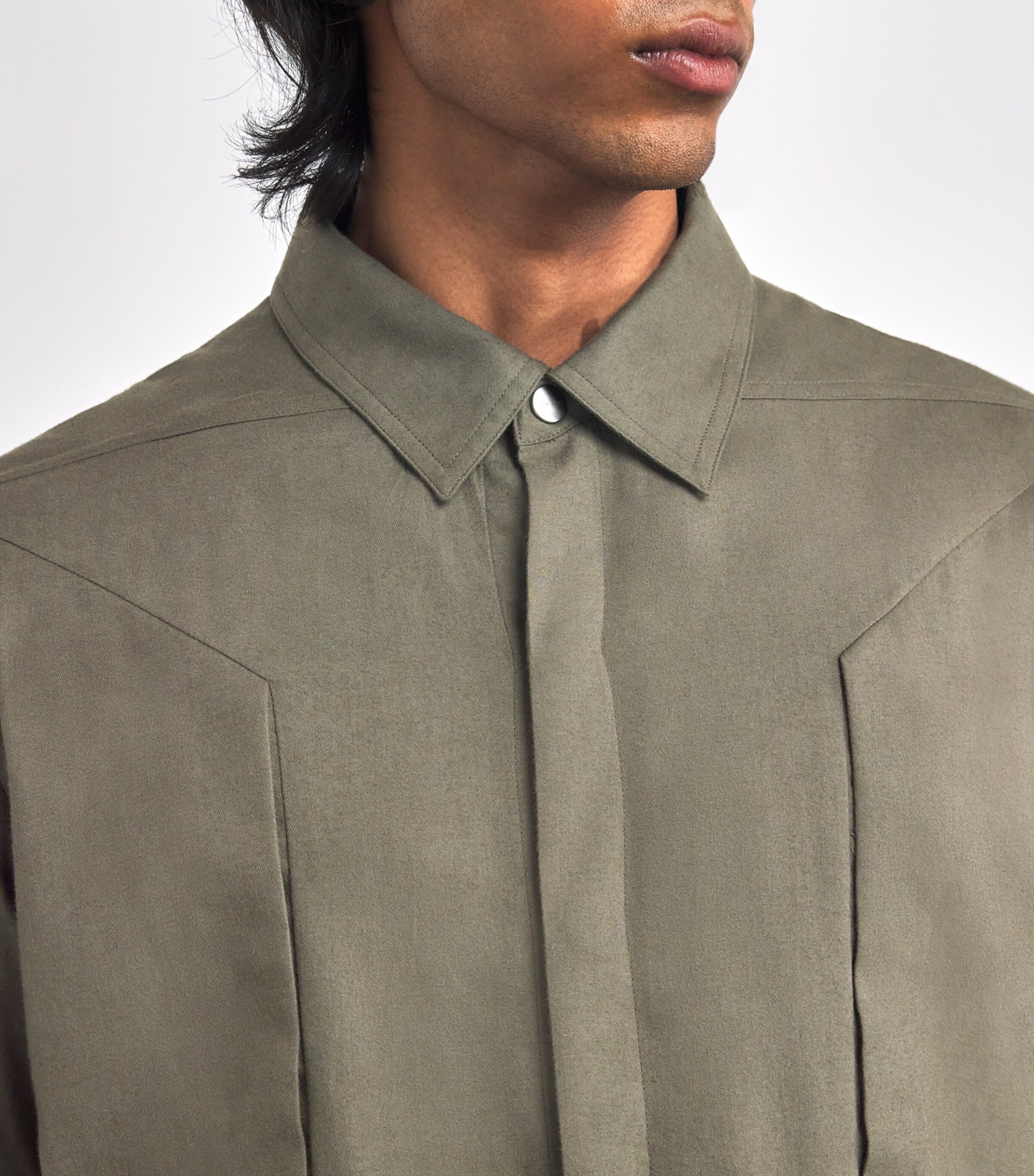 Rick Owens Mens Cotton Fog Shirt Bosco Image 6