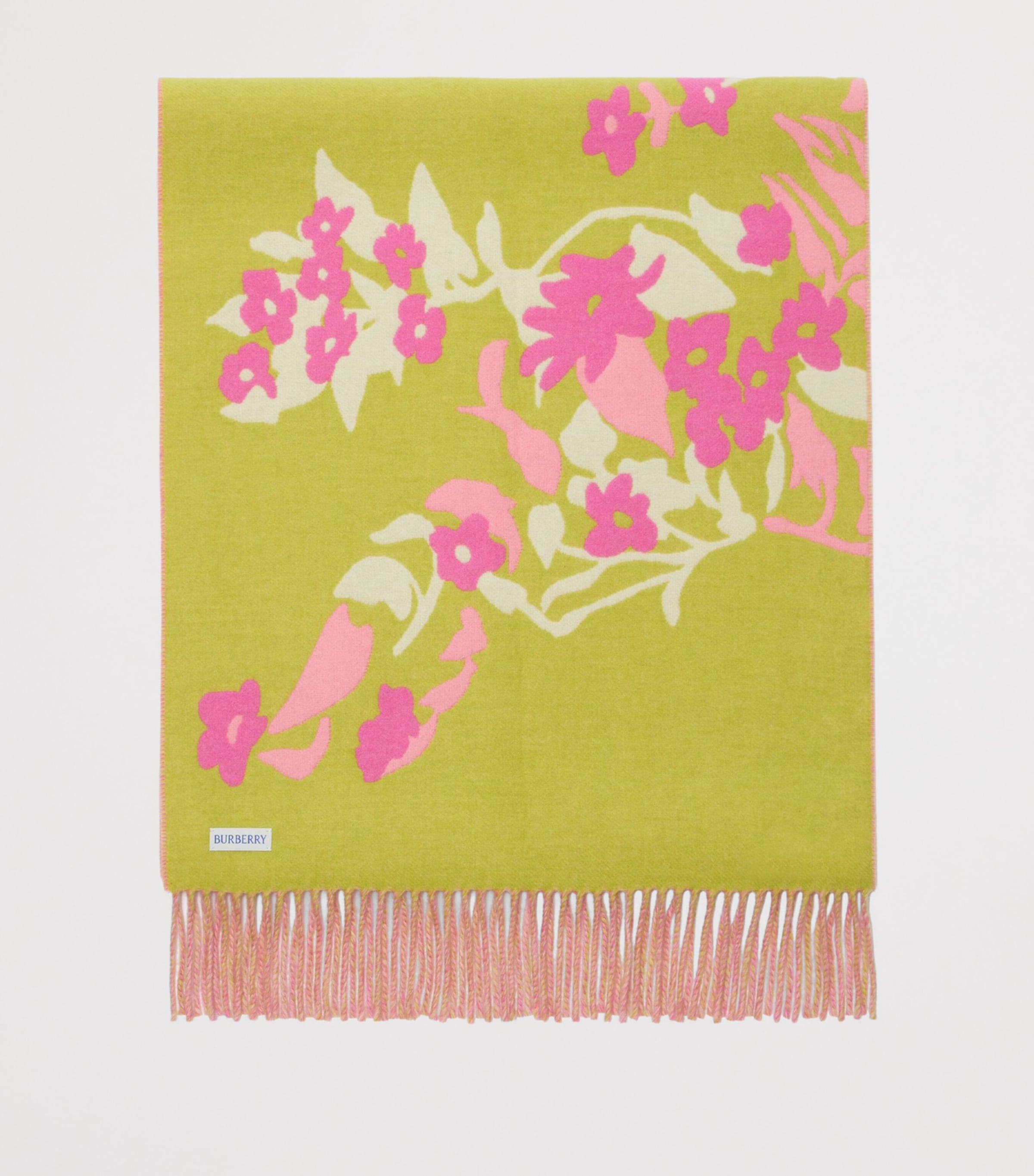 Burberry Pink Cashmere Wide Floral EKD Scarf | Harrods US