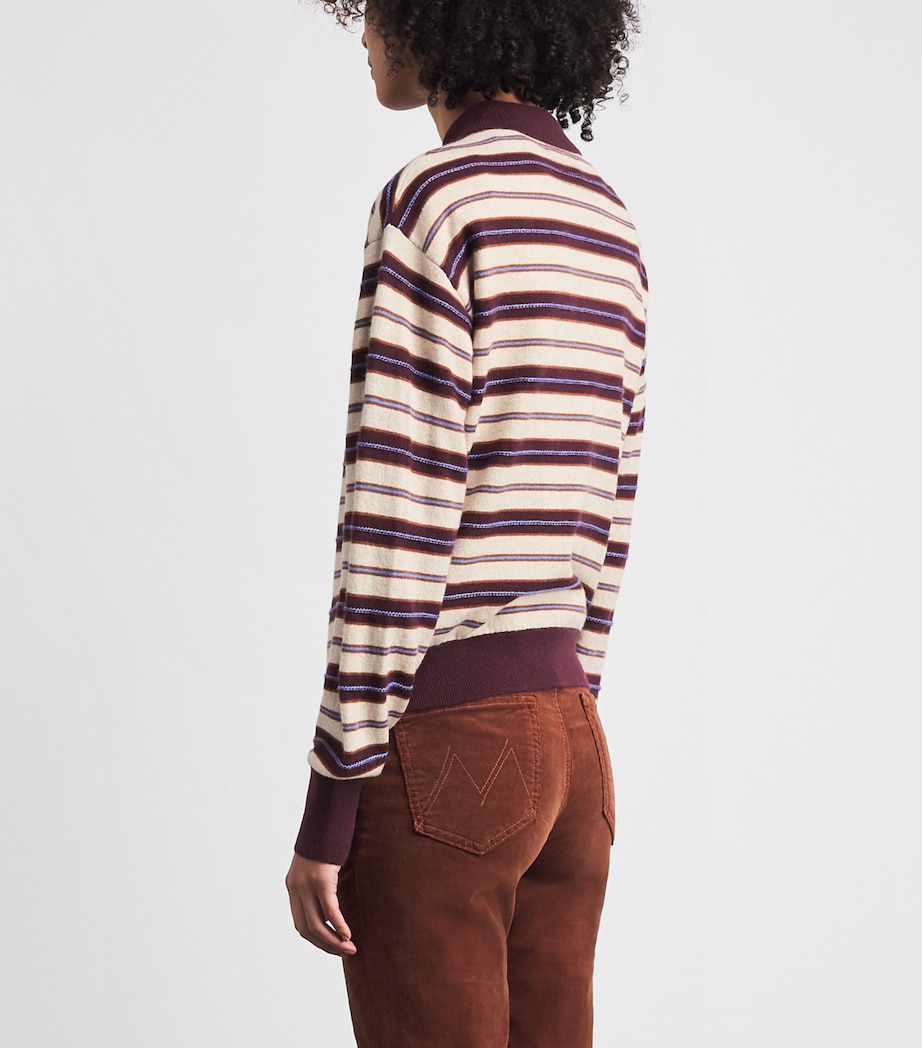 Guest In Residence Womens Cashmere Collegiate Stripe Polo Sweater Fig Combo Figco Image 5