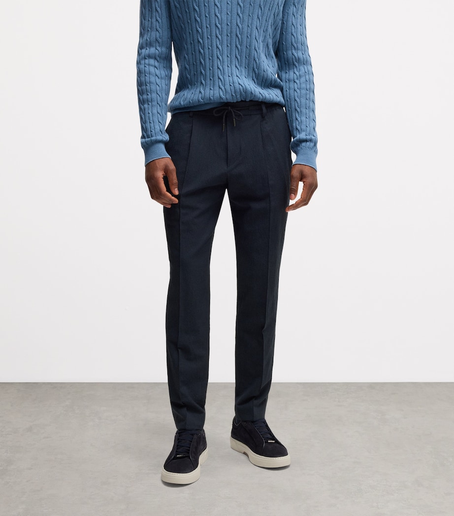 Wool-Blend Seersucker Drawstring Tailored Trousers 404 Image 2