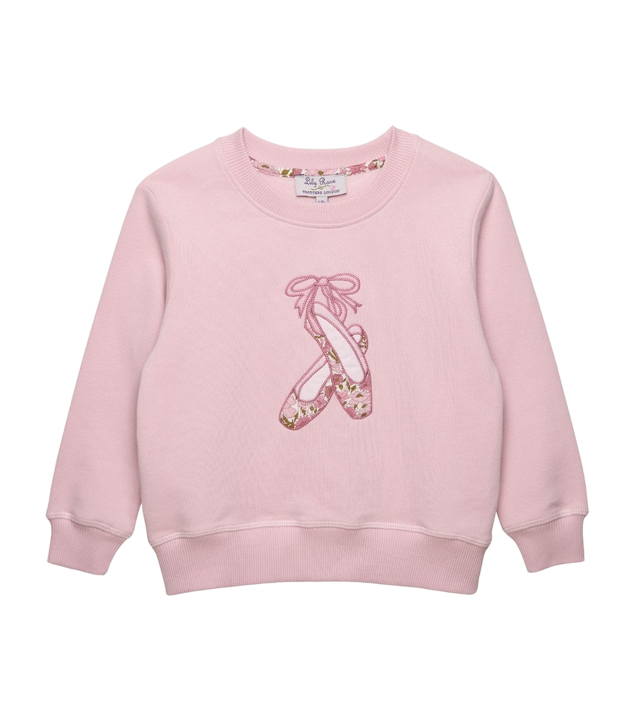 Trotters Ballet Shoes Embroidered Sweatshirt (6-11 Years) Pink/ Pk Poppy & Dai Image 1