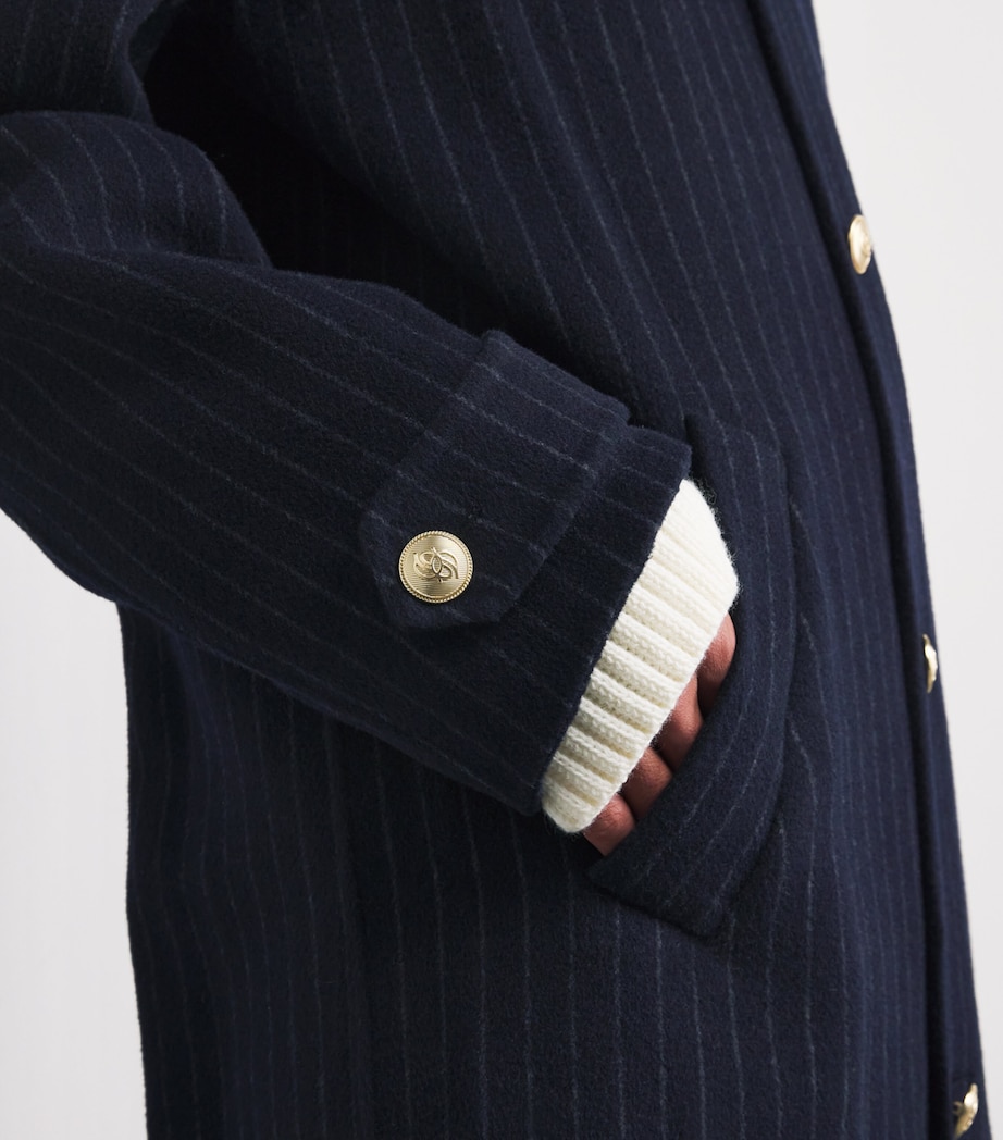 Wool-Blend Pinstripe Overcoat DNY / DARK NAVY Image 7