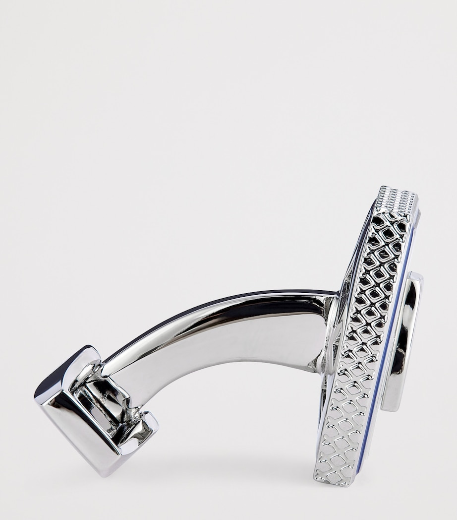 Palladium Mother-Of-Pearl-Detail Ascot Cufflinks NAVY Image 4