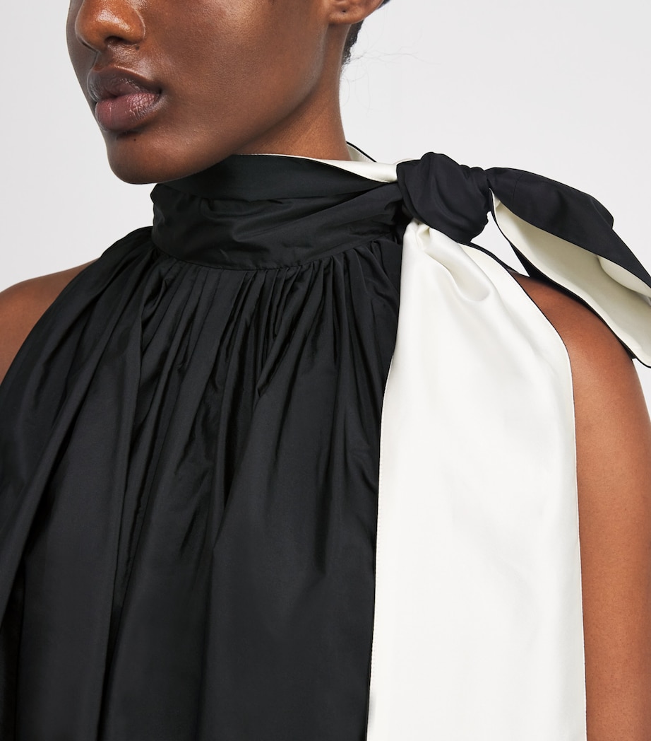 Bow-Neck Mini Dress BLACK Image 4