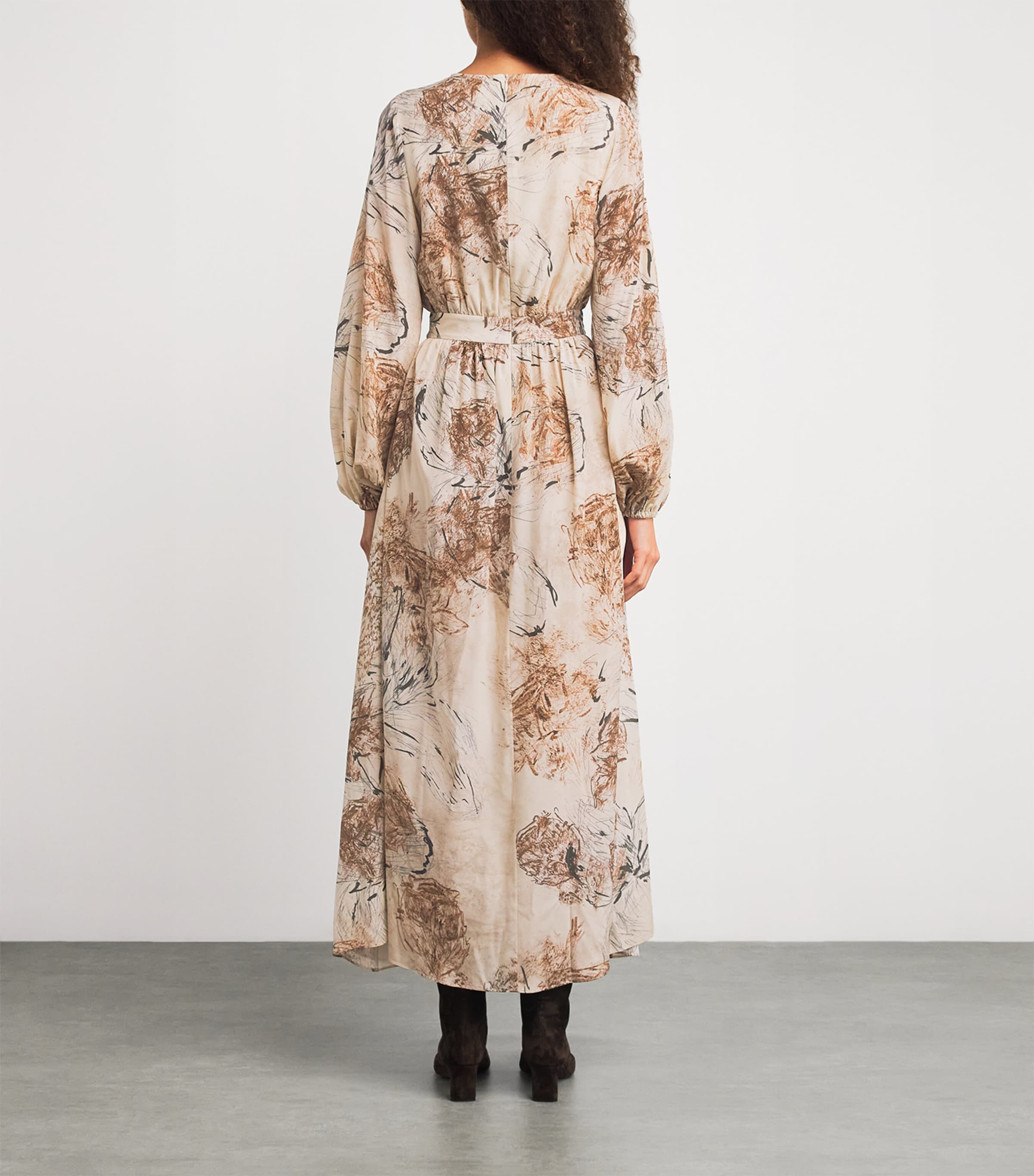 Silk Printed Maxi Dress VISONE Image 3
