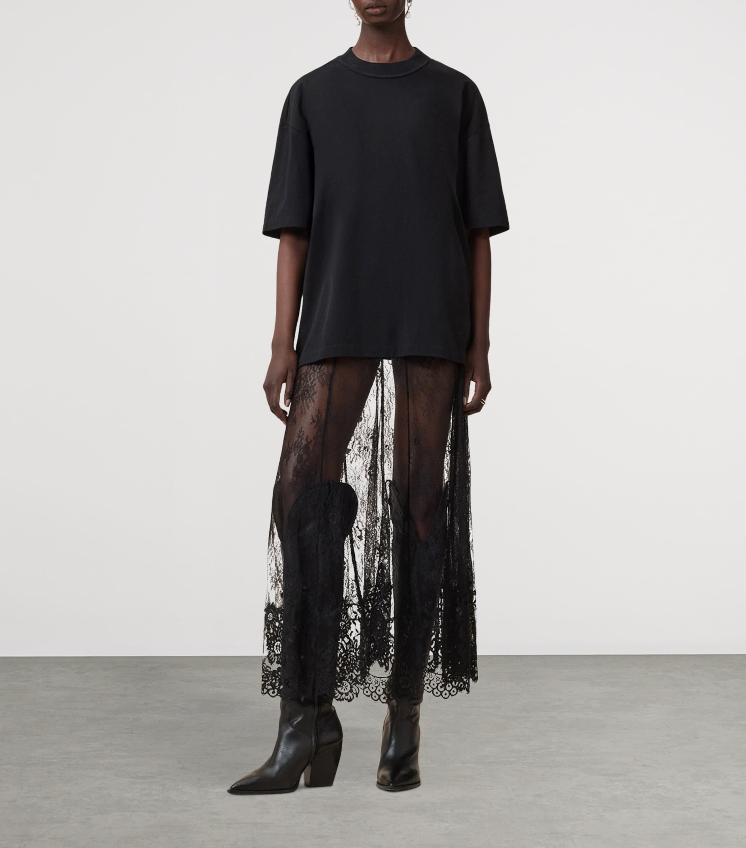 Lace Arran Maxi Skirt BLACK Image 2