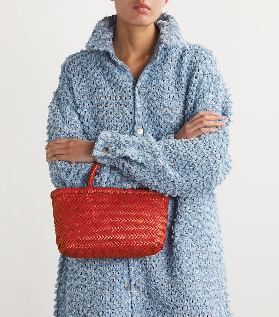 Mini Leather Flat Gora Tote Bag POPPY RED Image 2