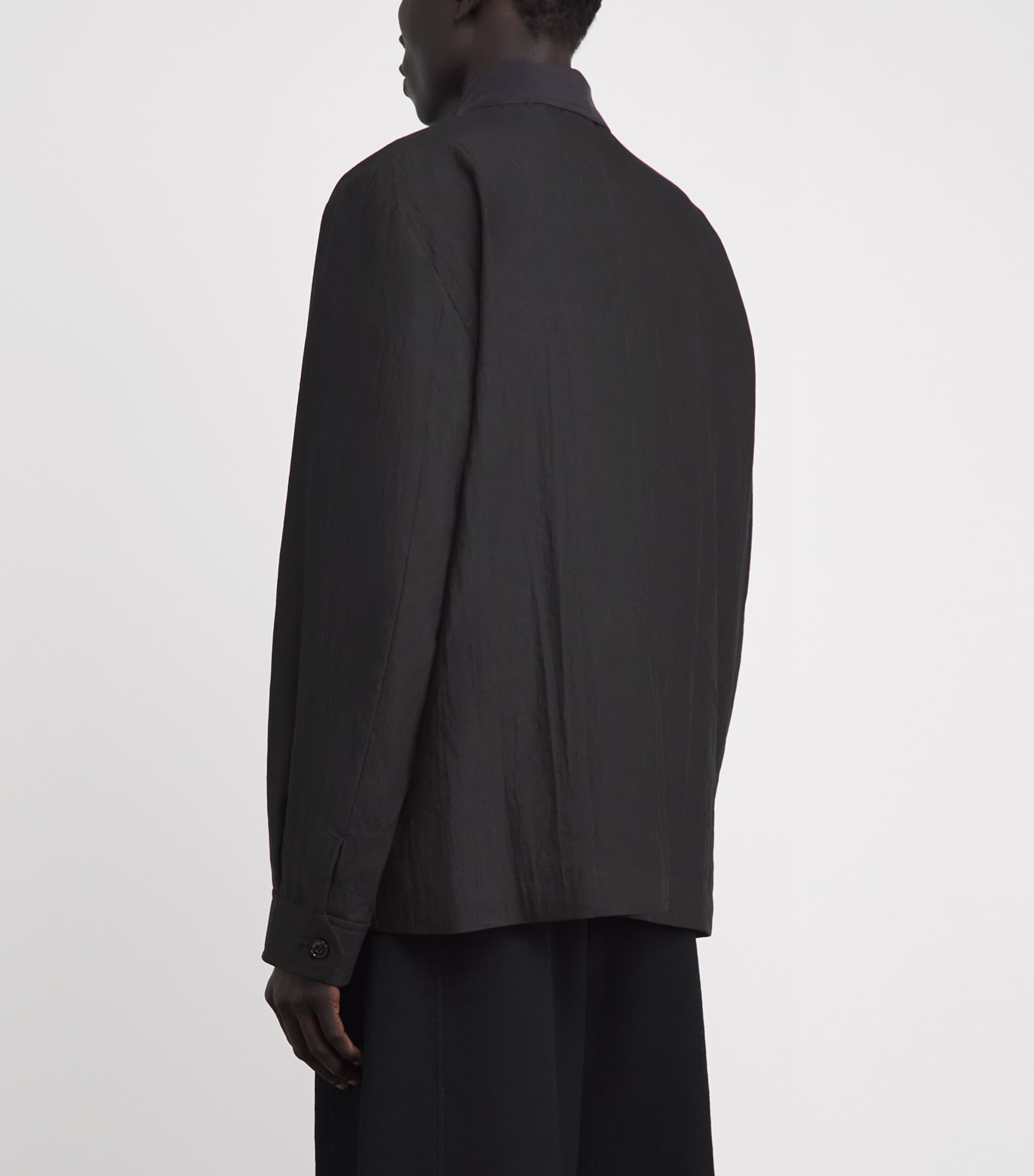 Our Legacy Mens Linen-Blend Pack Blazer Soot Black Image 5