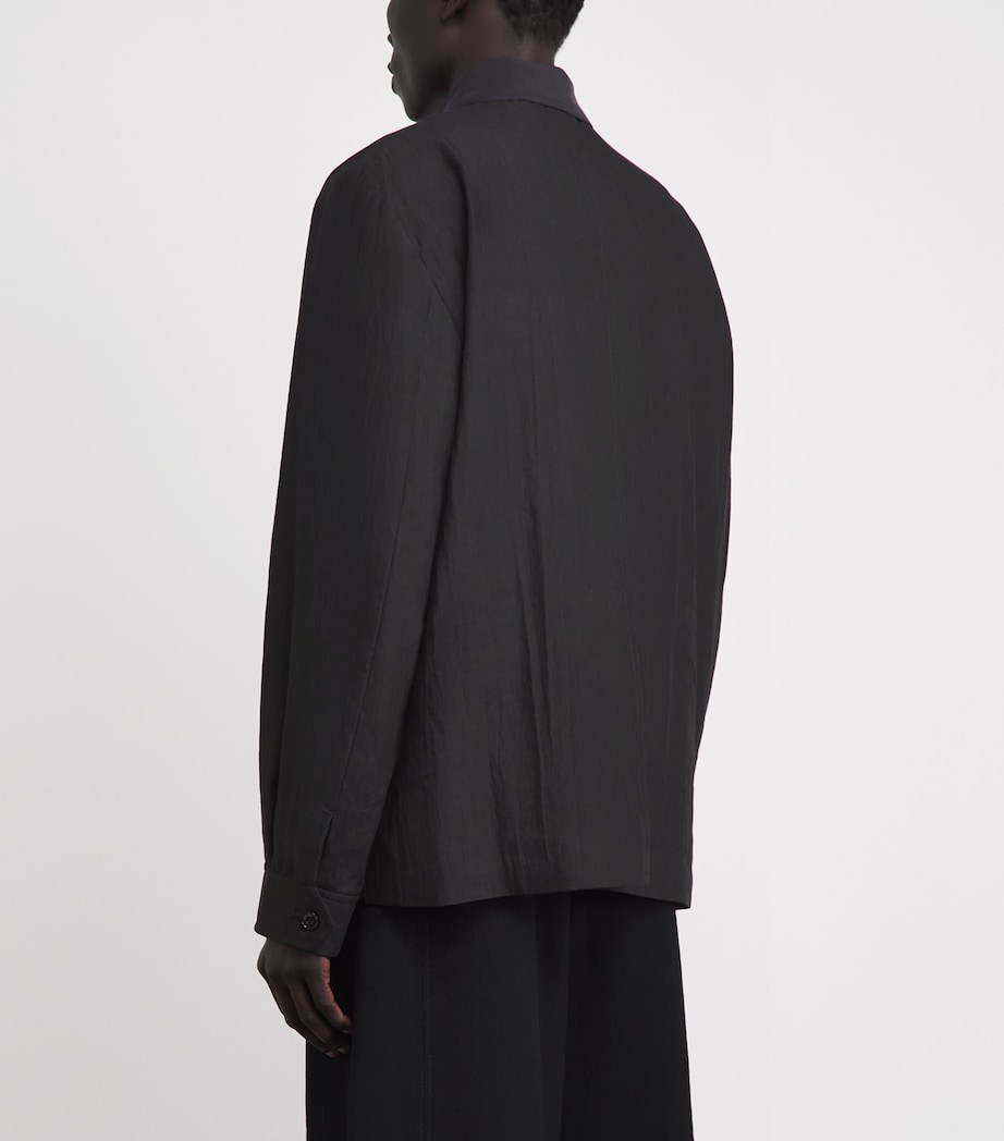 Our Legacy Mens Linen-Blend Pack Blazer Soot Black Image 5