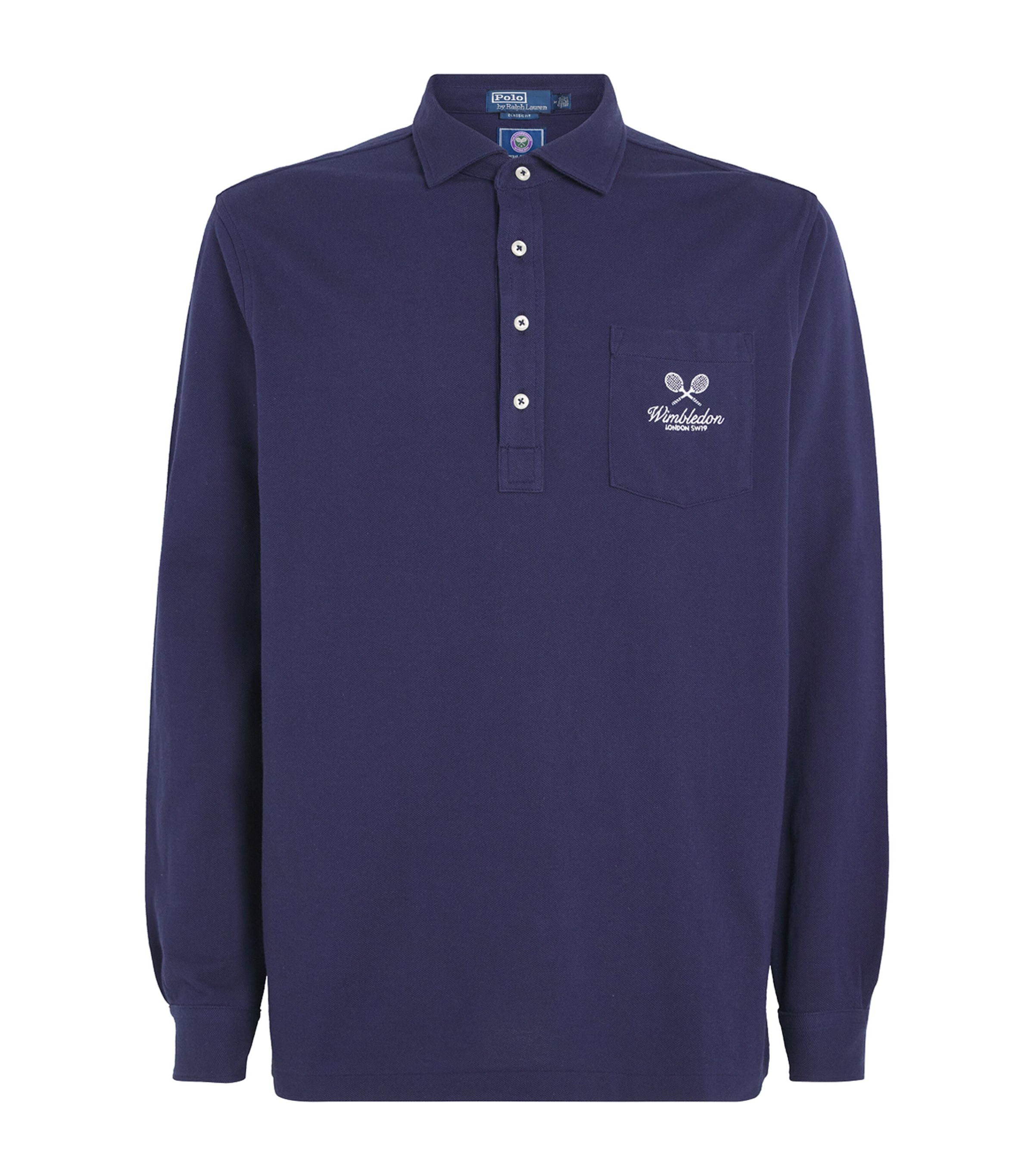 RLX Ralph Lauren Navy x Wimbledon Cotton Logo Crest Polo Shirt