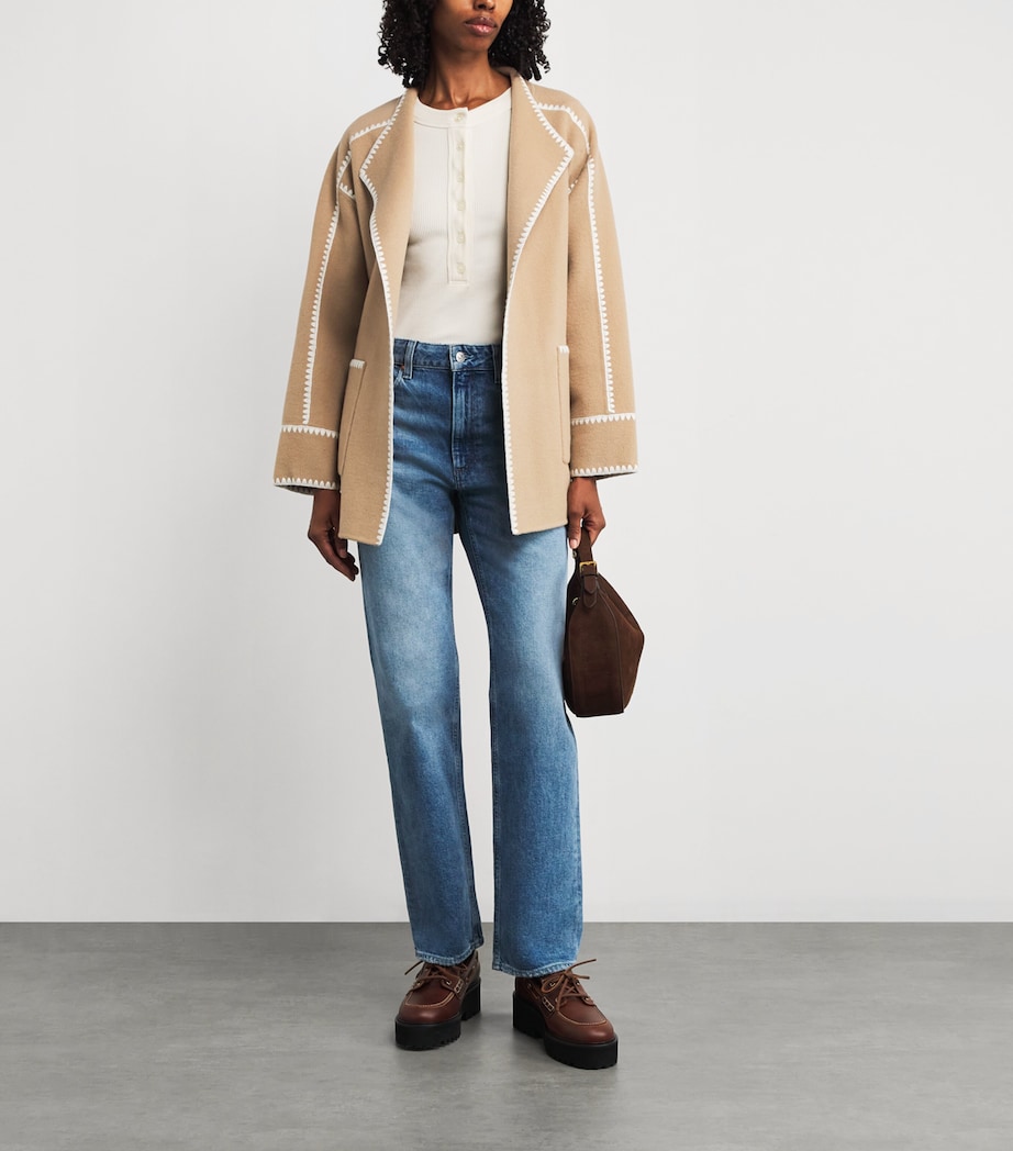 Wool-Blend Pinked-Trim Coat CAMEL Image 2