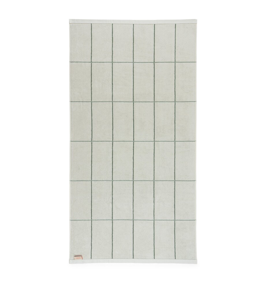 Check Miles Beach Towel (90cm x 170cm) SAGE / CHALK Image 3