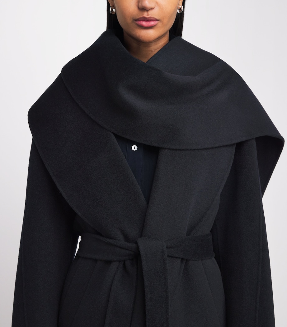 Róhe Womens Cashmere-Wool Signature Scarf Coat Navy Image 3