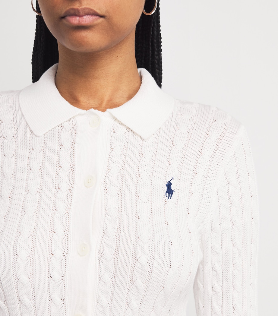 Cotton Cable-Knit Cardigan WHITE Image 6