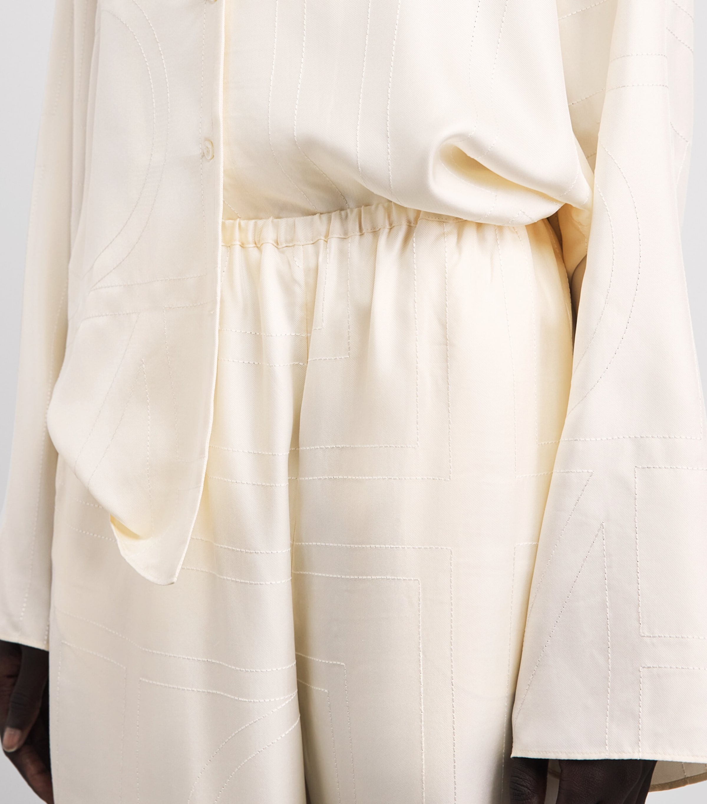 Toteme Womens Silk Monogram Trousers Cream Image 3