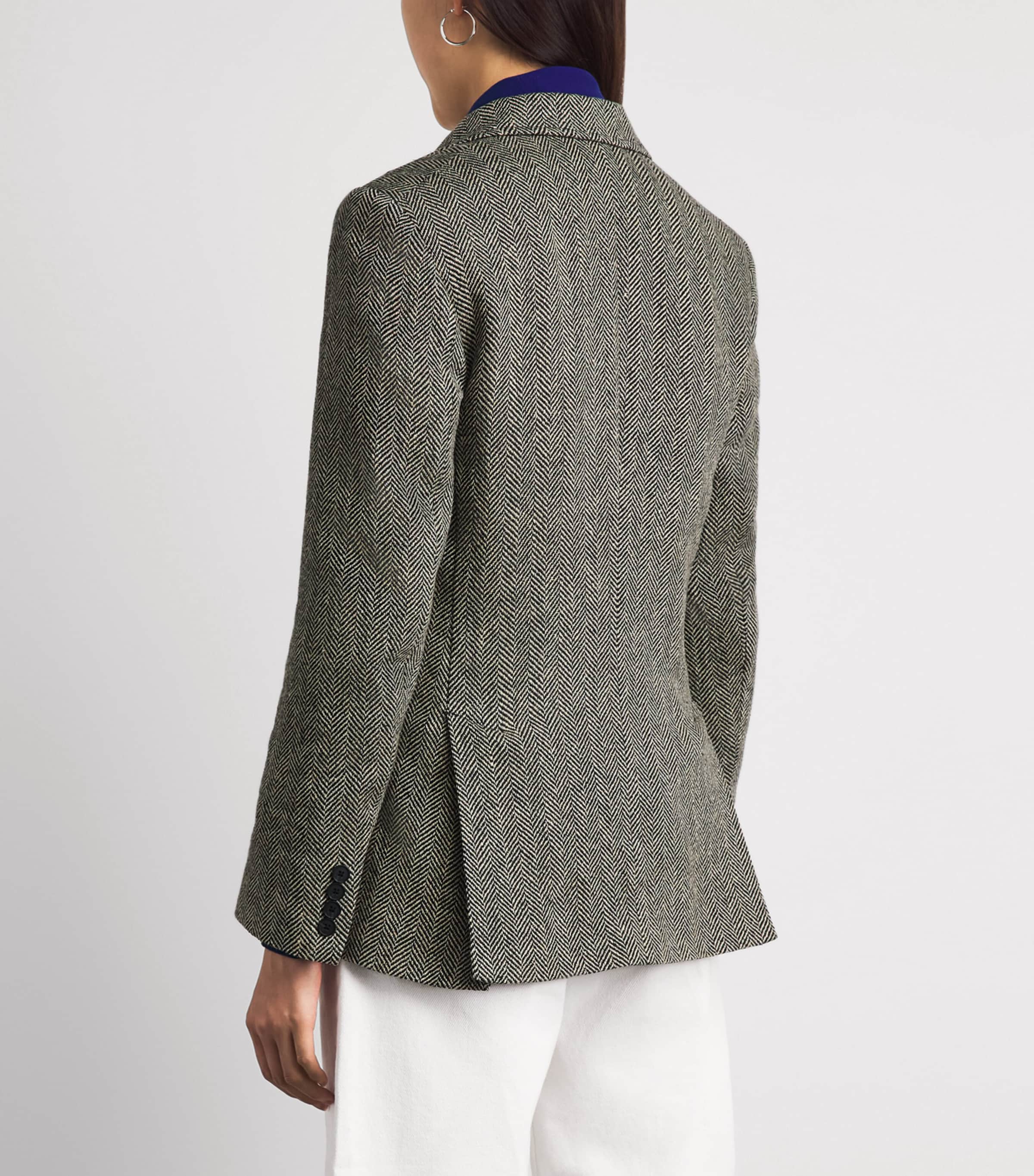 Polo Ralph Lauren Womens Linen-Silk-Wool Heritage Blazer Blk/bge Image 5