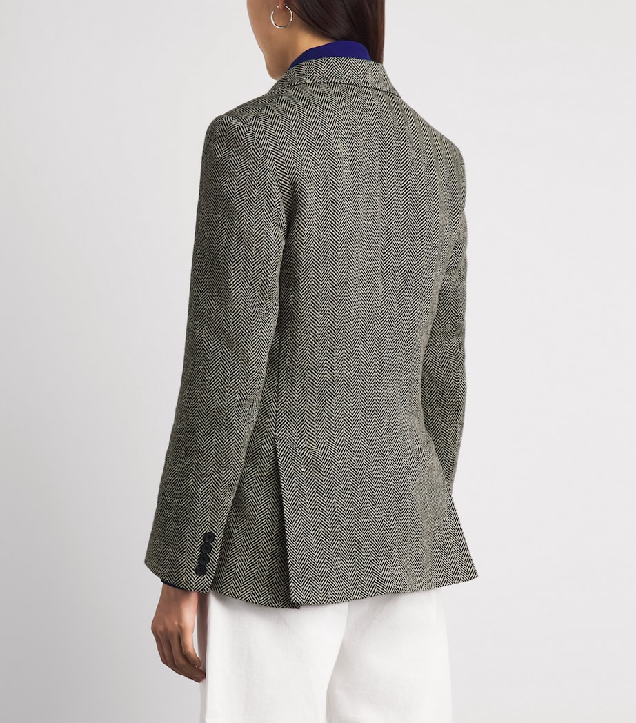 Polo Ralph Lauren Womens Linen-Silk-Wool Heritage Blazer Blk/bge Image 5