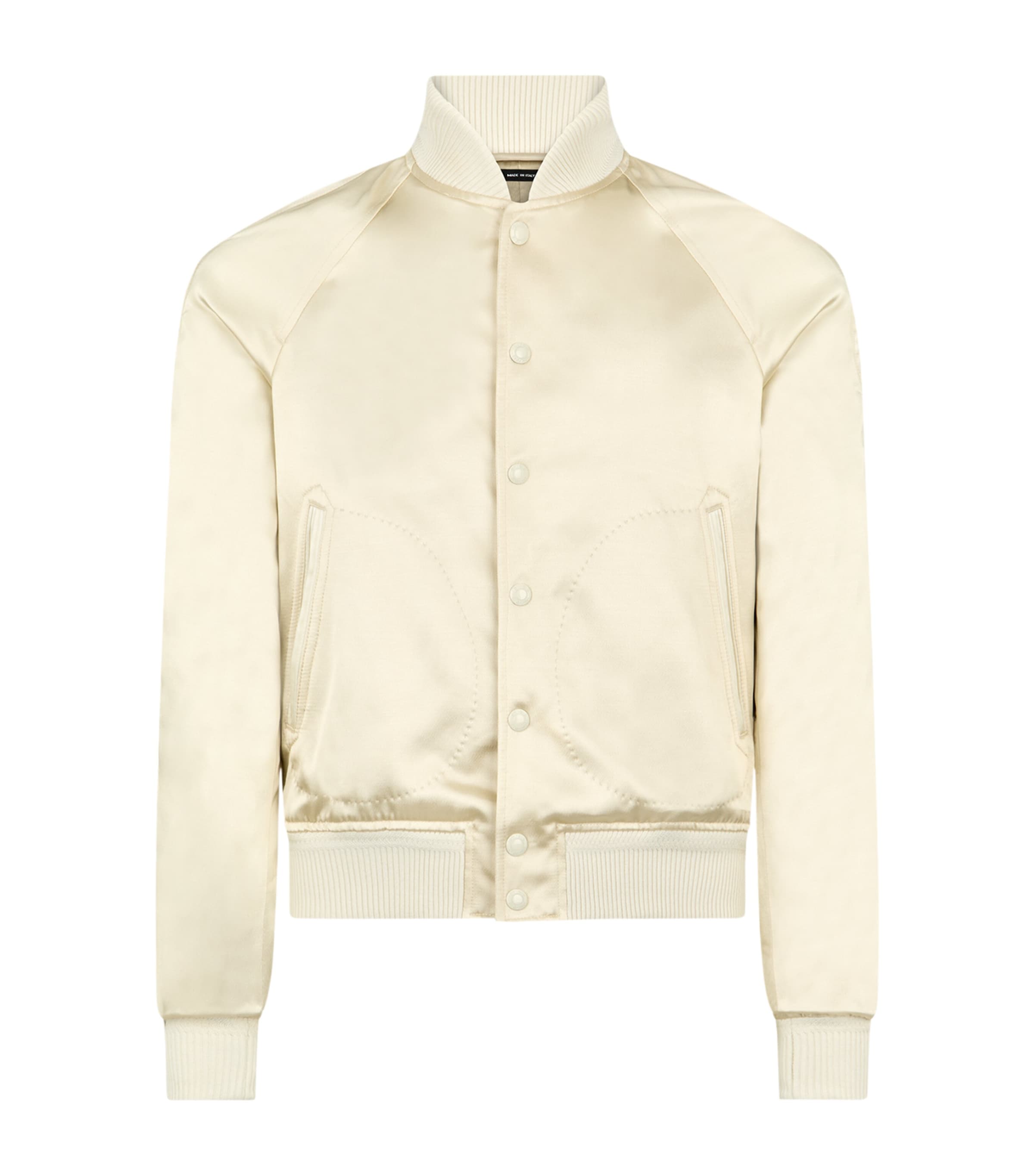 Tom Ford Satin Bomber Jacket In Neutral