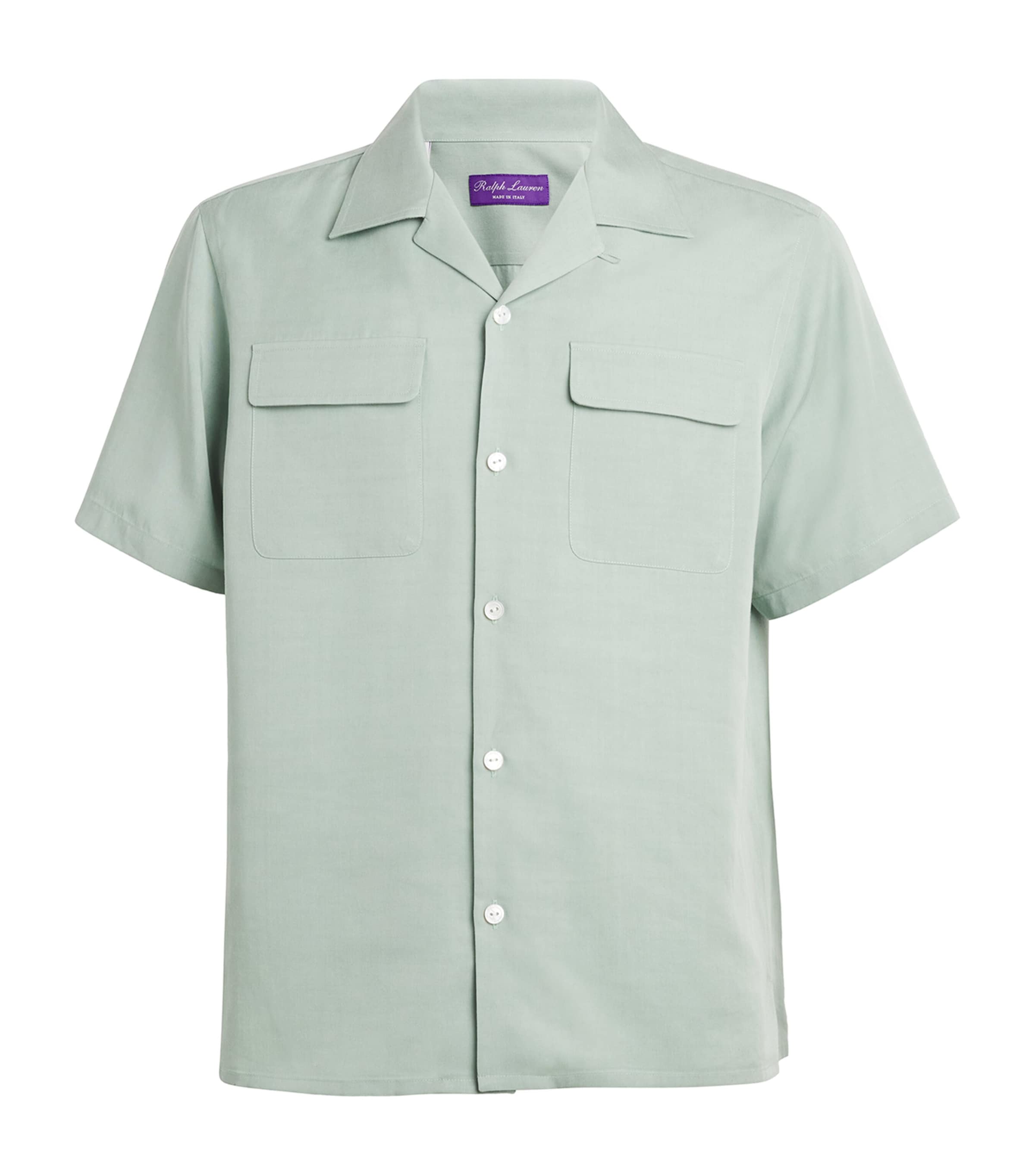 Shop Ralph Lauren Purple Label Lyocell Short-sleeve Shirt In Green