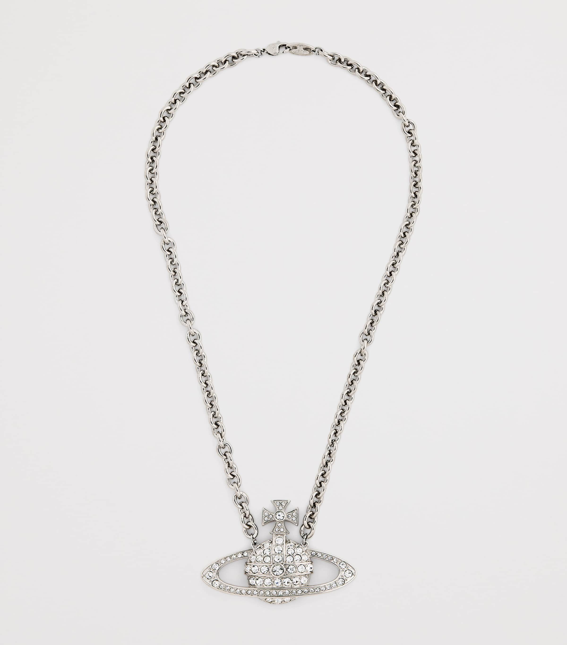 Vivienne Westwood Embellished Bas Relief Necklace Platinum/cystl Image 3
