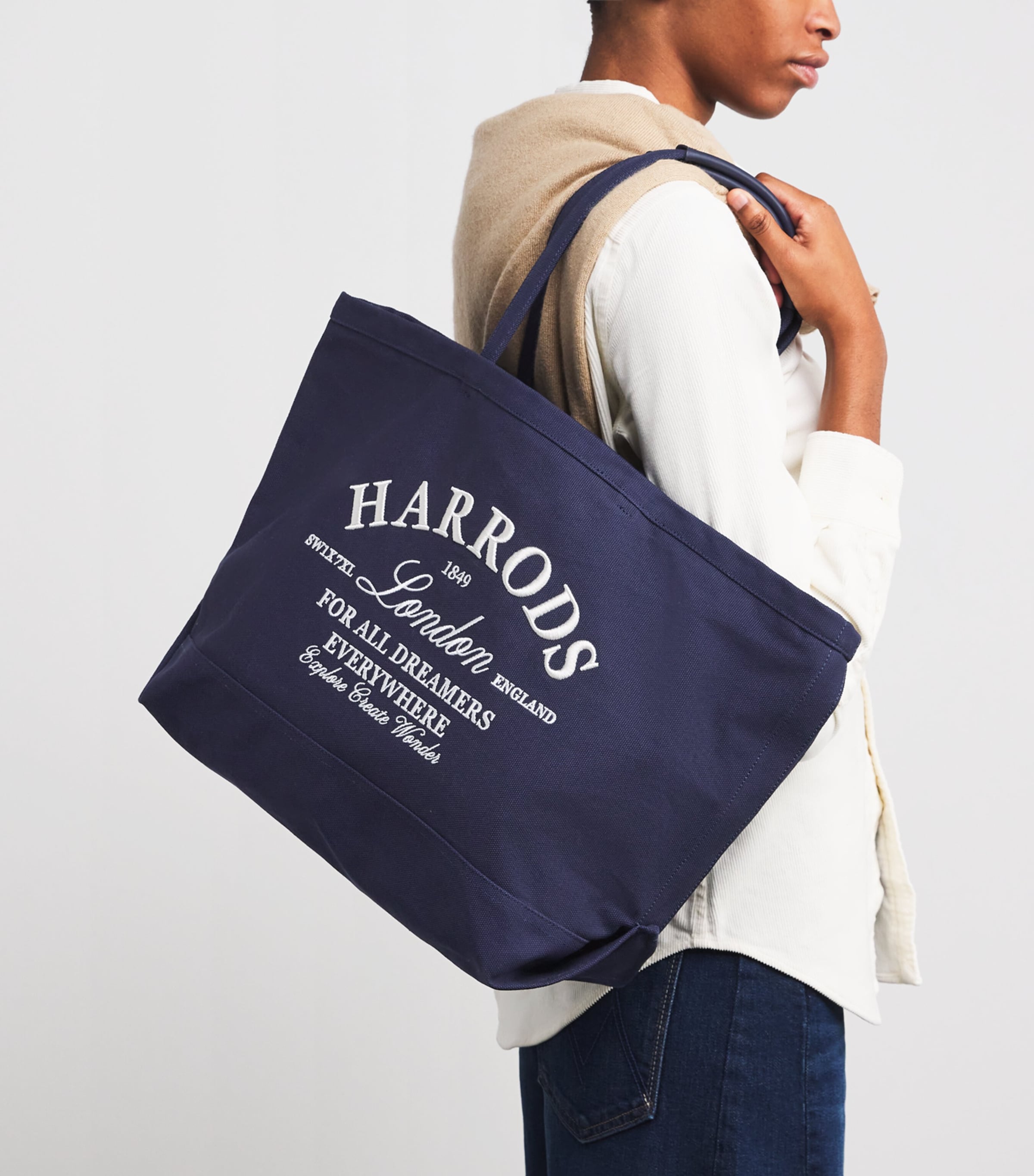 Large Embroidered Logo Tote Bag NAVY Image 5