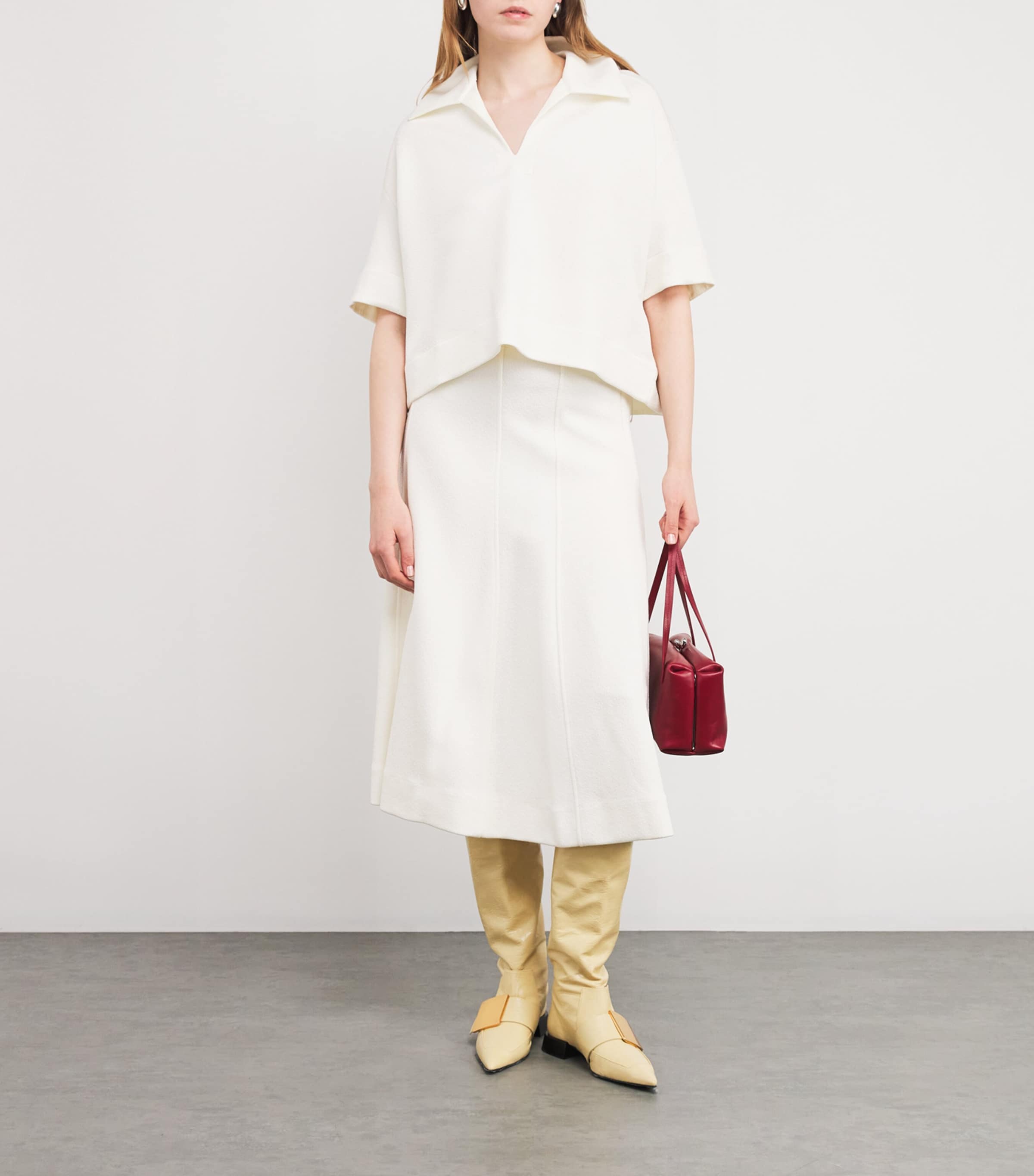 【送料&関税込】Jil Sander Midi Skirt Belted cotton-poplin midi skirt | NET-A-PORTER